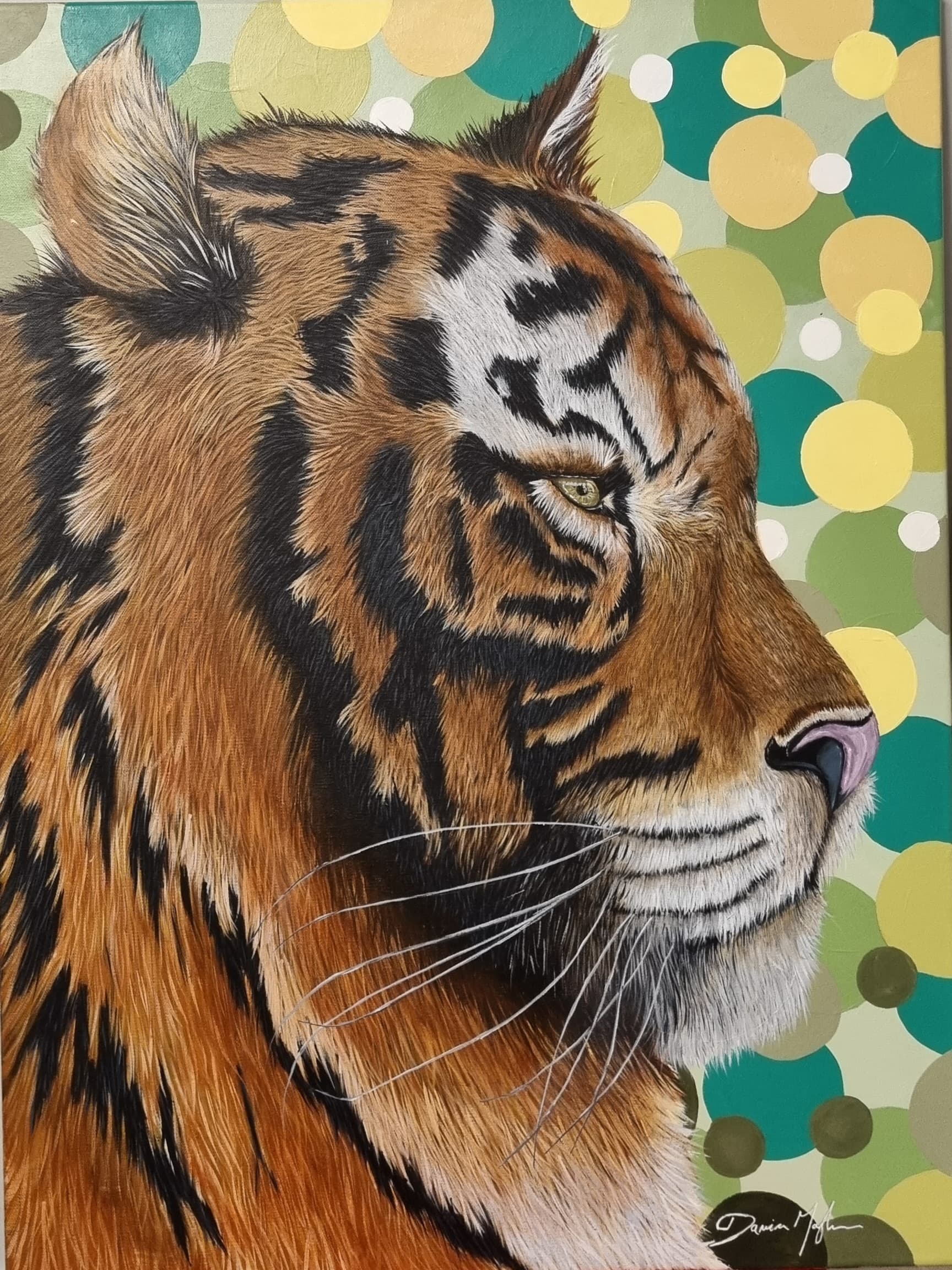Serious Tiger - Acrylic Tiger Profile Portrait