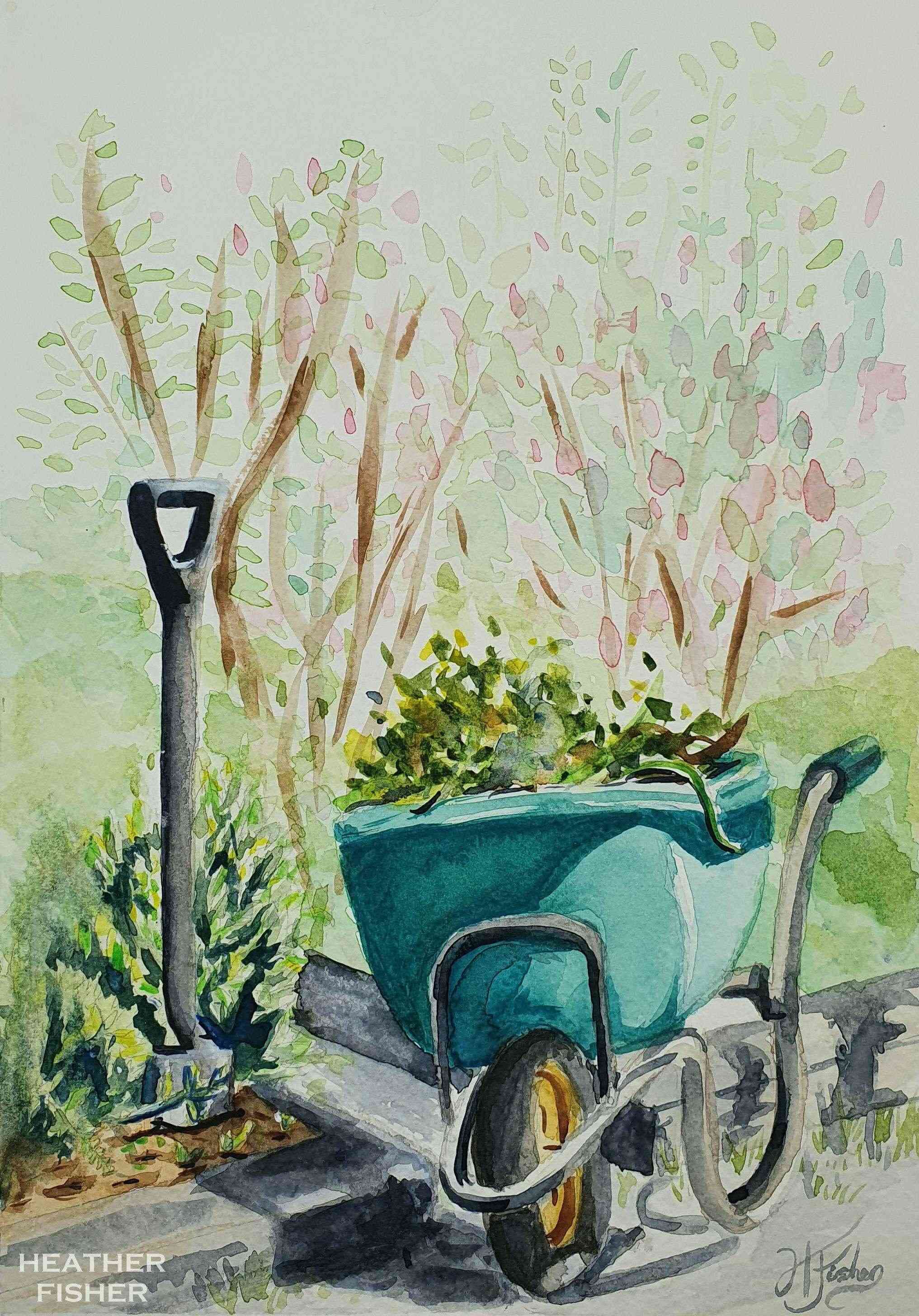 Kitchen Garden watercolour artwork thumbnail-1