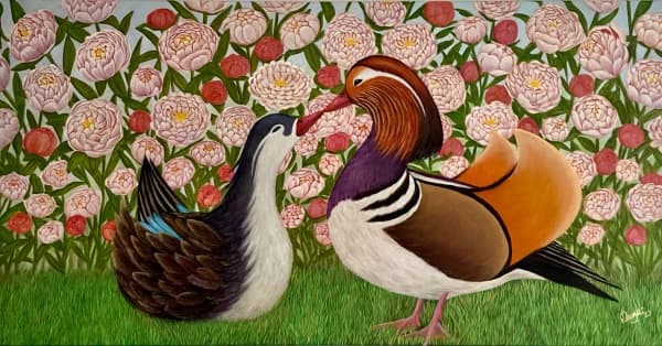 Mandarin Ducks Oil Painting