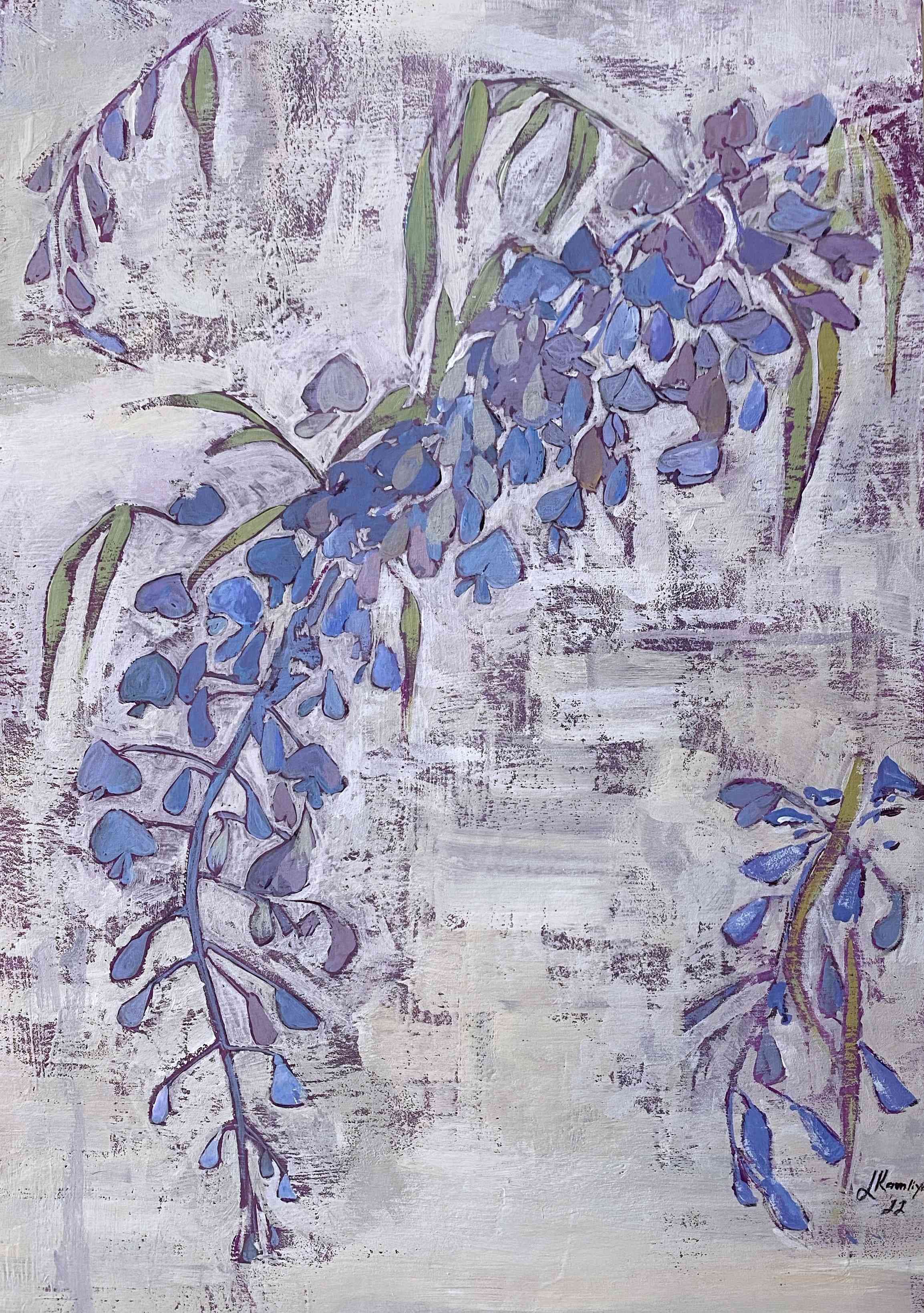 Wisteria Holbein Acrylic Gouache Artwork