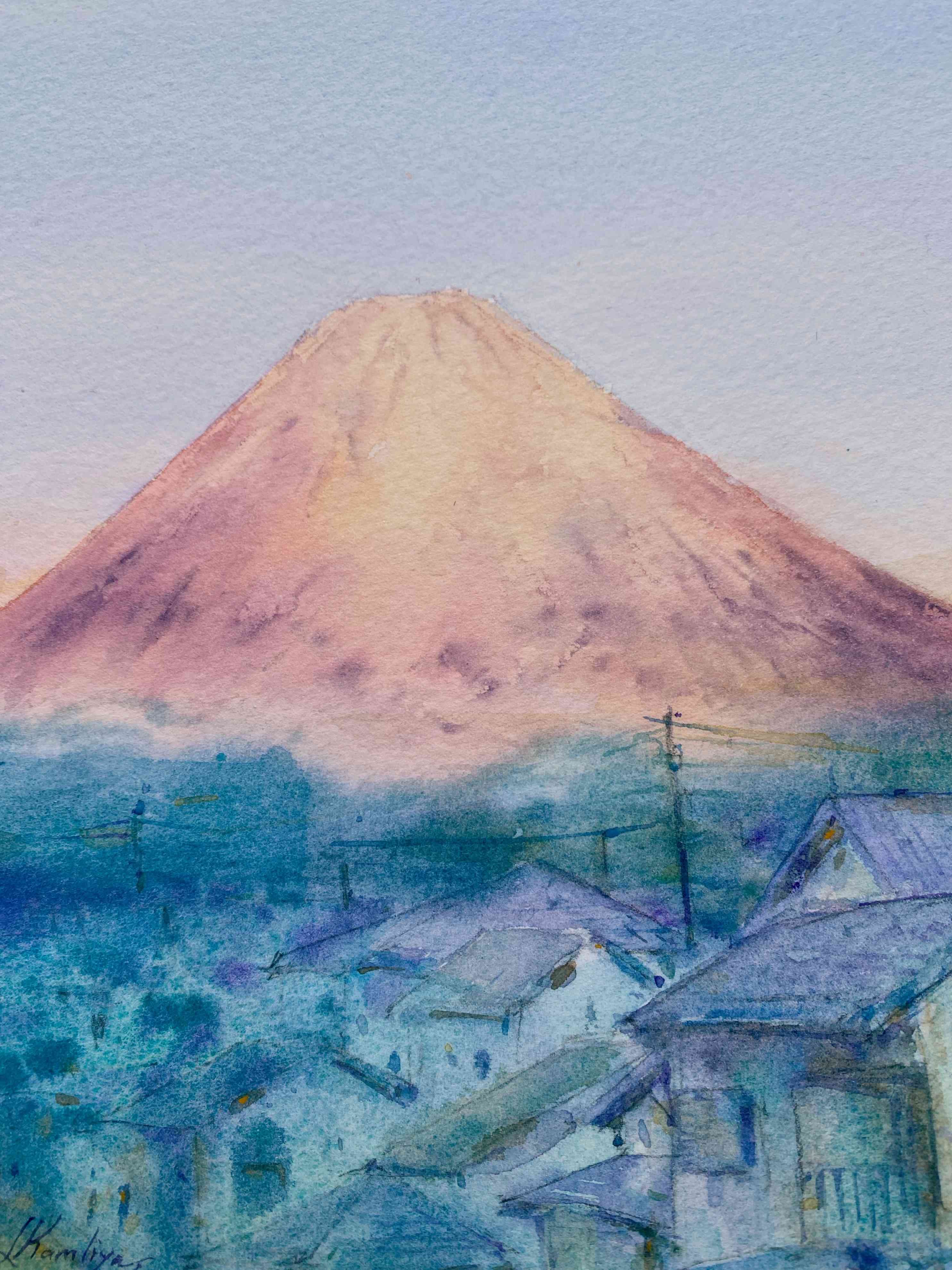 Mt Fuji Dawn Watercolour Artwork thumbnail-2