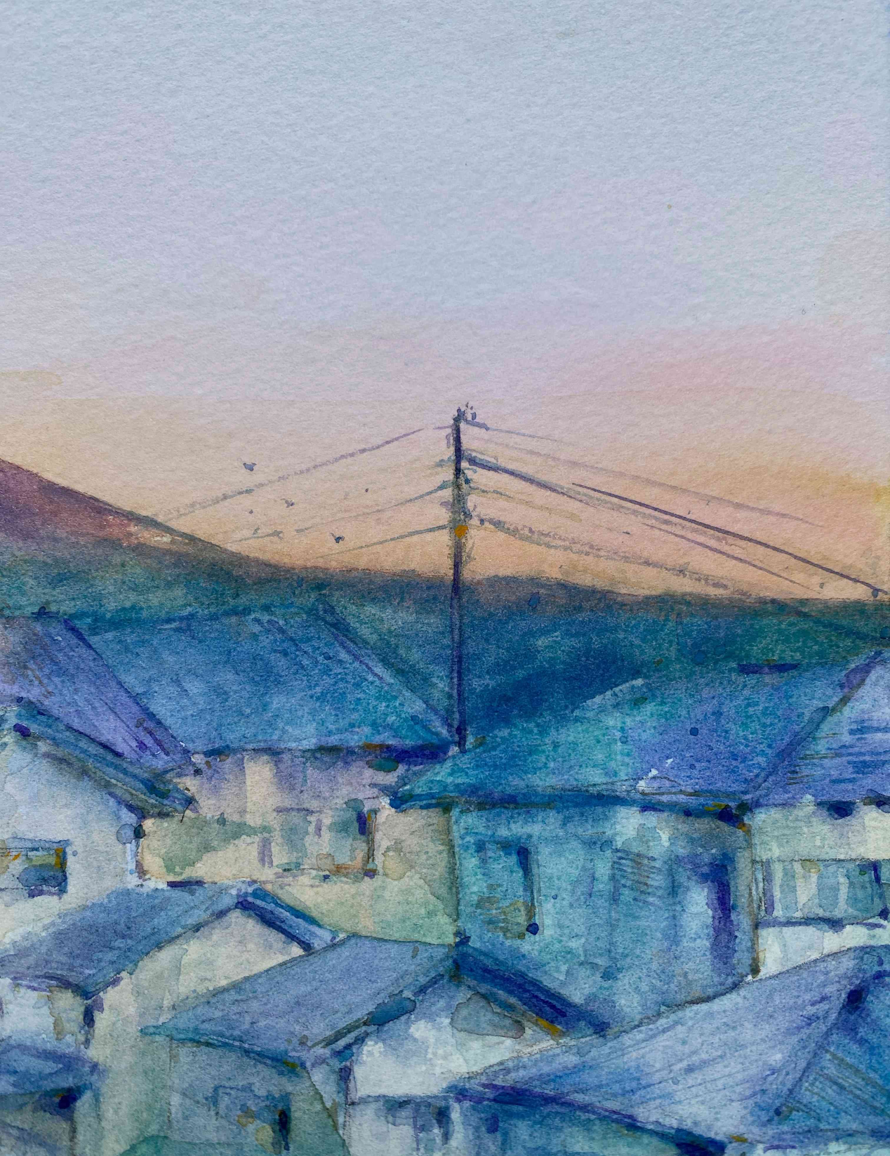 Mt Fuji Dawn Watercolour Artwork thumbnail-1