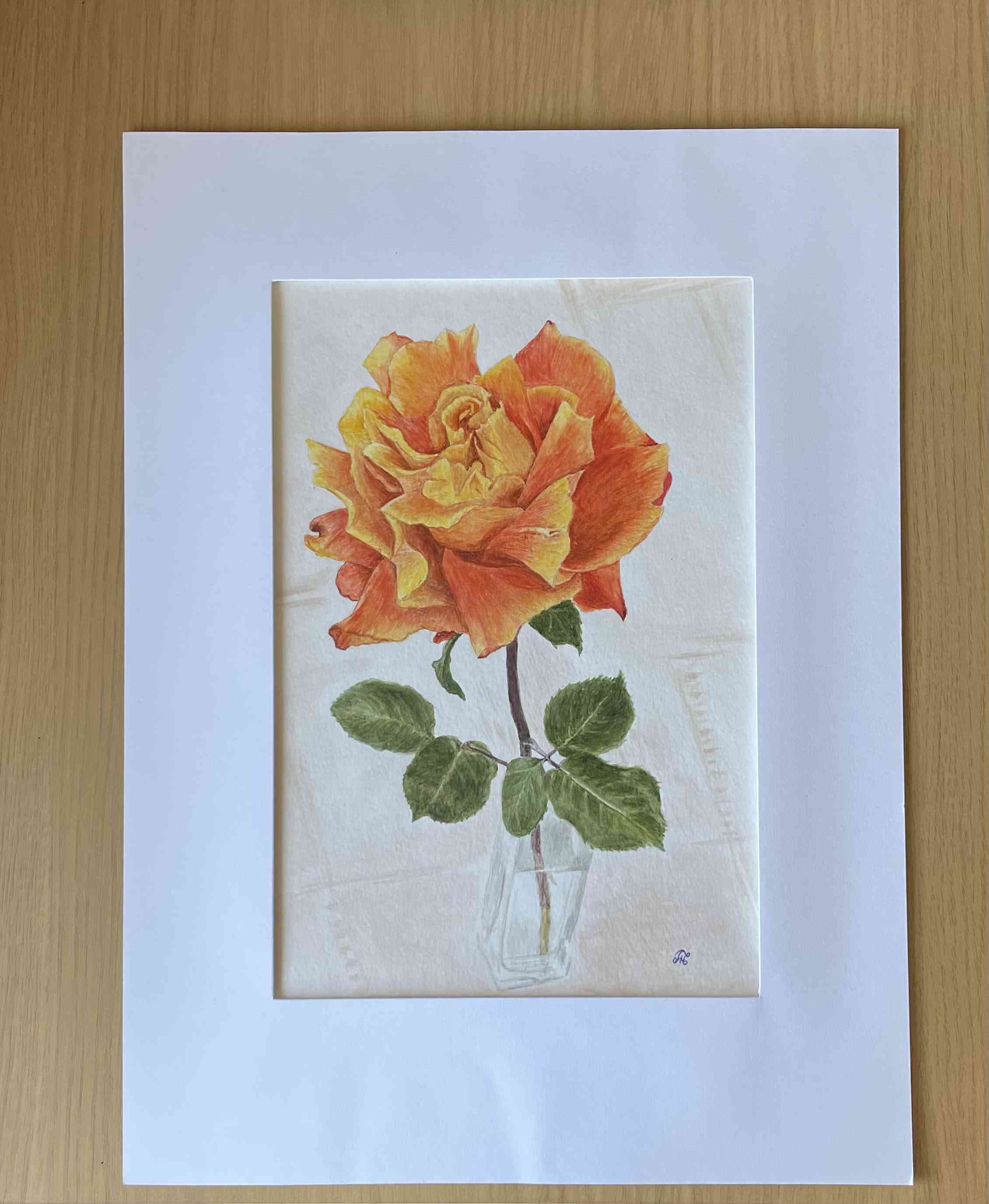 Rose Louise de Funes-Rose Watercolour Painting thumbnail-1