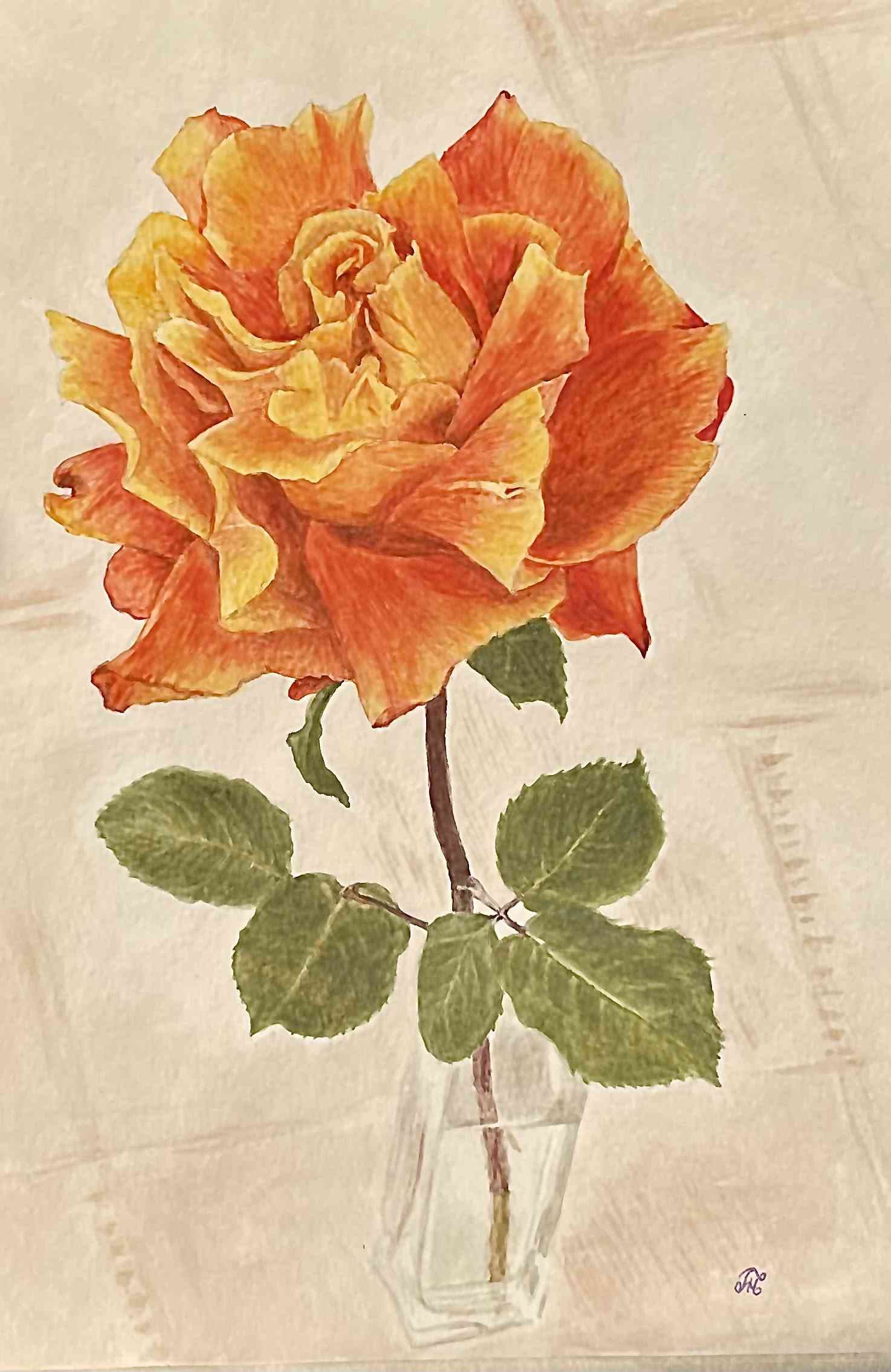 Rose Louise de Funes-Rose Watercolour Painting