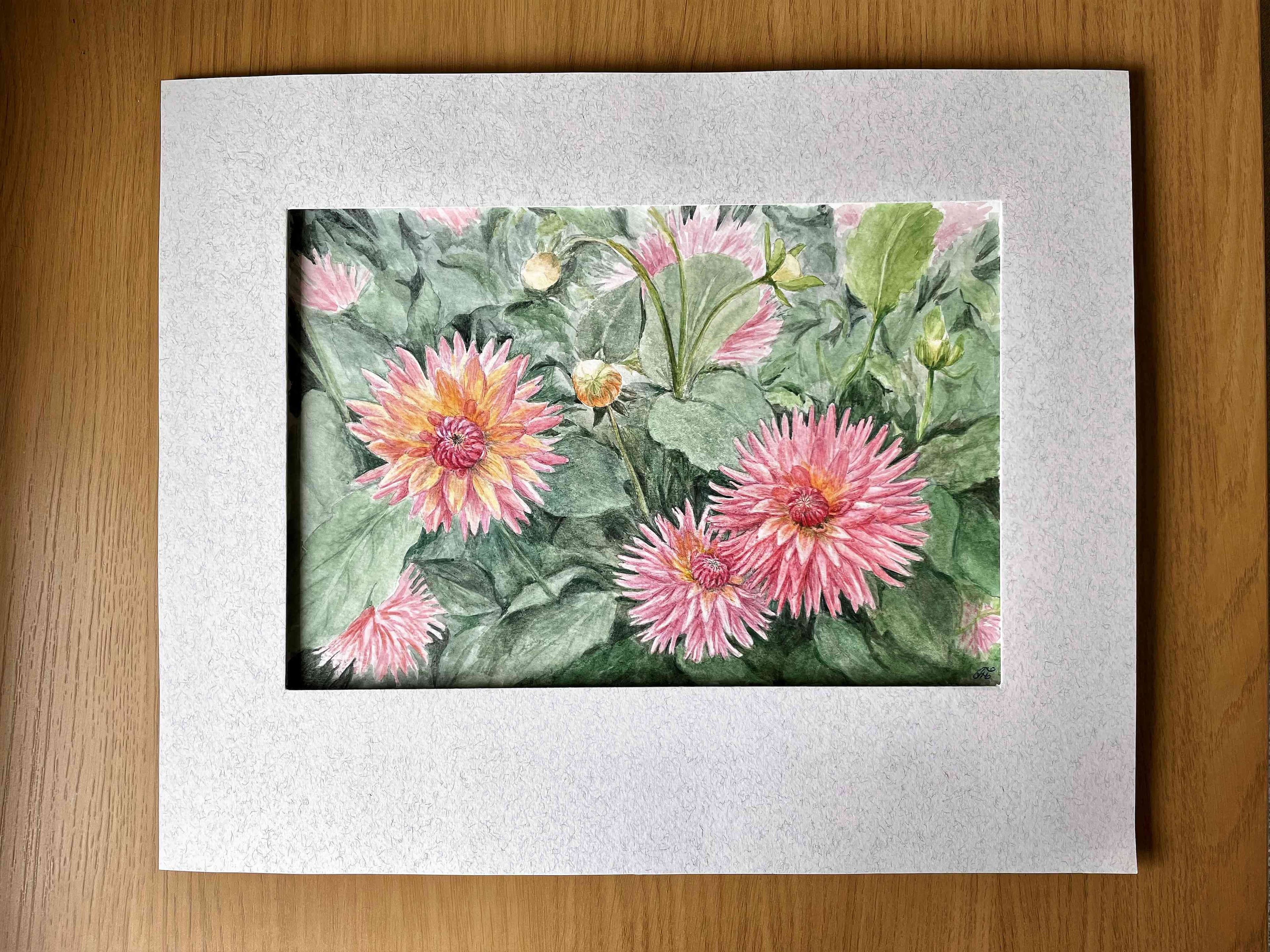 Dahlias Watercolour Painting - 1658846939 thumbnail-1