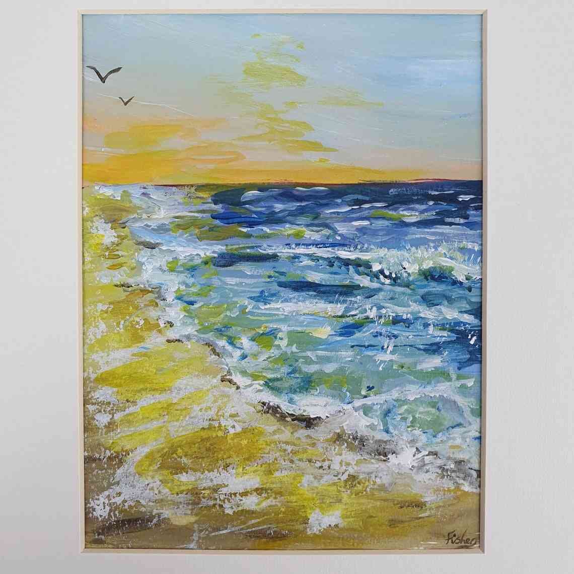 Coastal Flight-Coast landscape acrylic on paper thumbnail-1