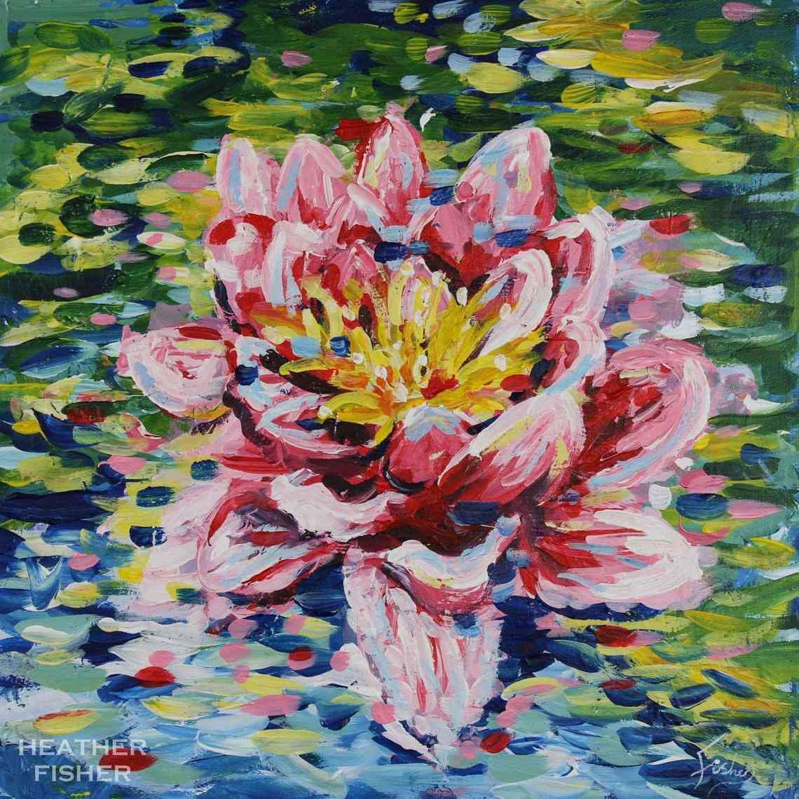 Water Lily acrylic on canvas thumbnail-1