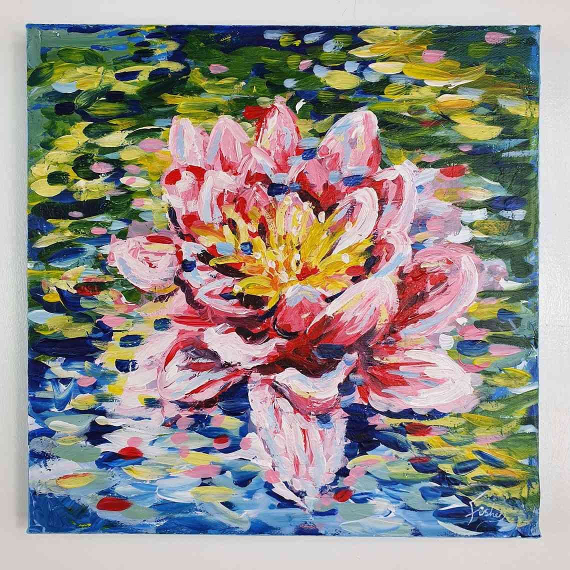 Water Lily acrylic on canvas thumbnail-2