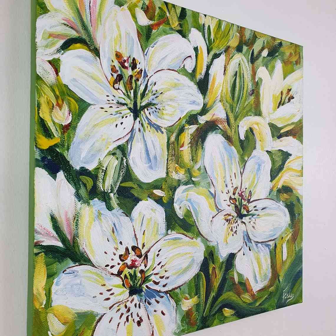 Lilies in Bloom- Lillies Acrylic on Canvas thumbnail-2