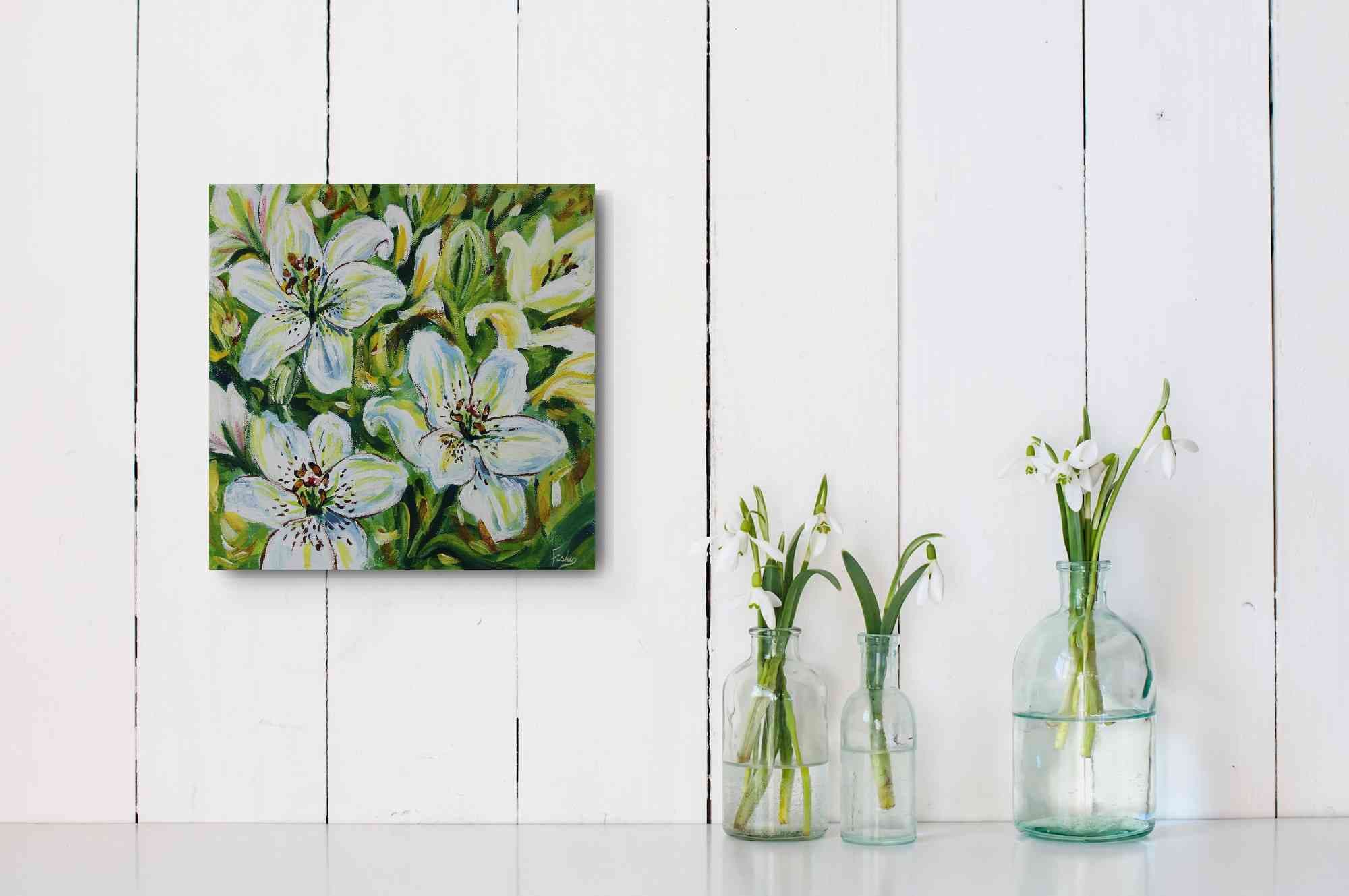 Lilies in Bloom- Lillies Acrylic on Canvas thumbnail-0