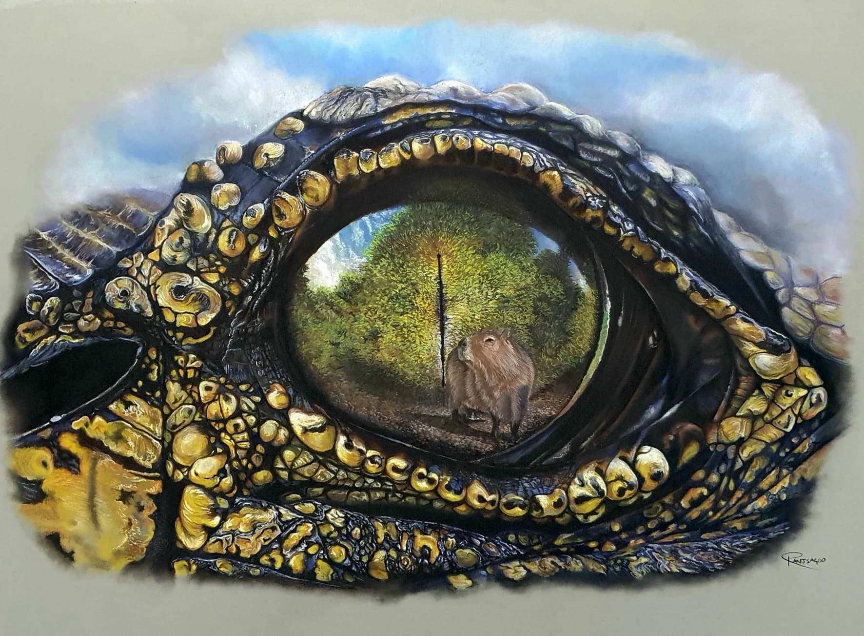 Patience - Crocodile eye giclee print thumbnail-0