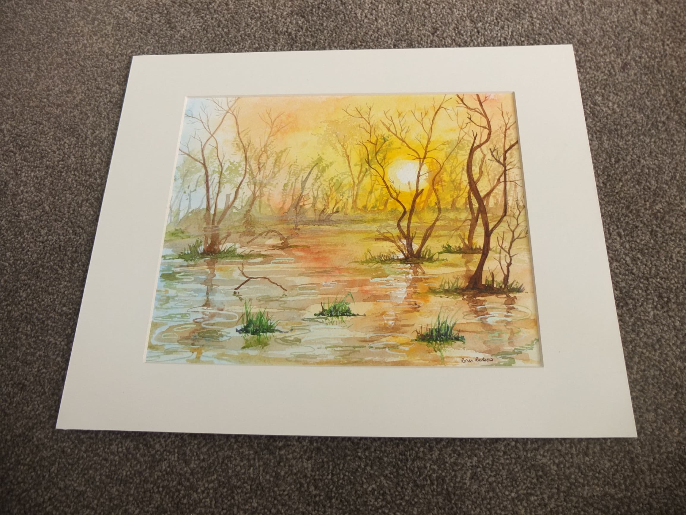 Wyndley Sunset - Wyndley Pool Watercolour Art thumbnail-1