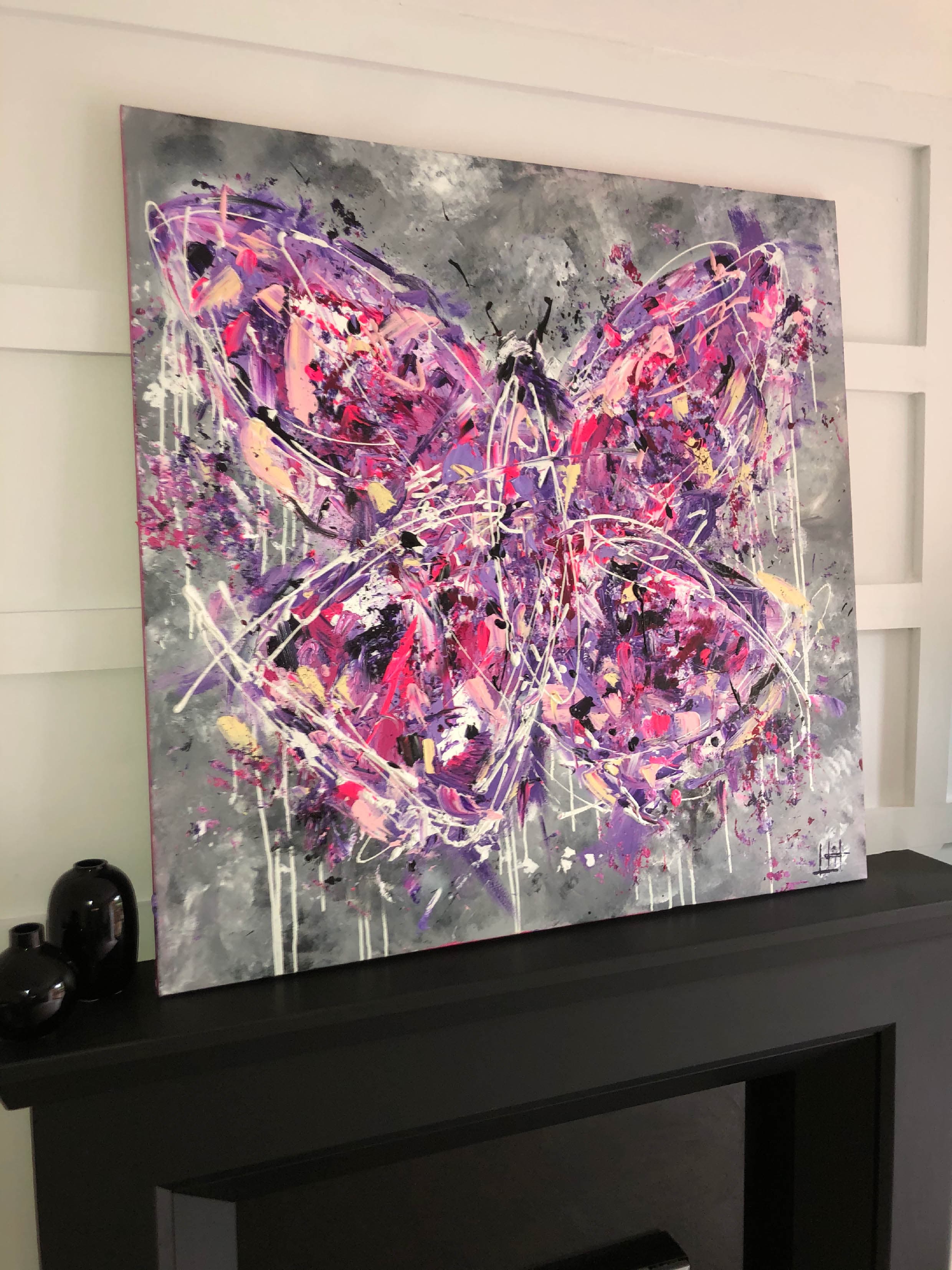 Purple Emperor - purple butterfly acrylic painting thumbnail-2