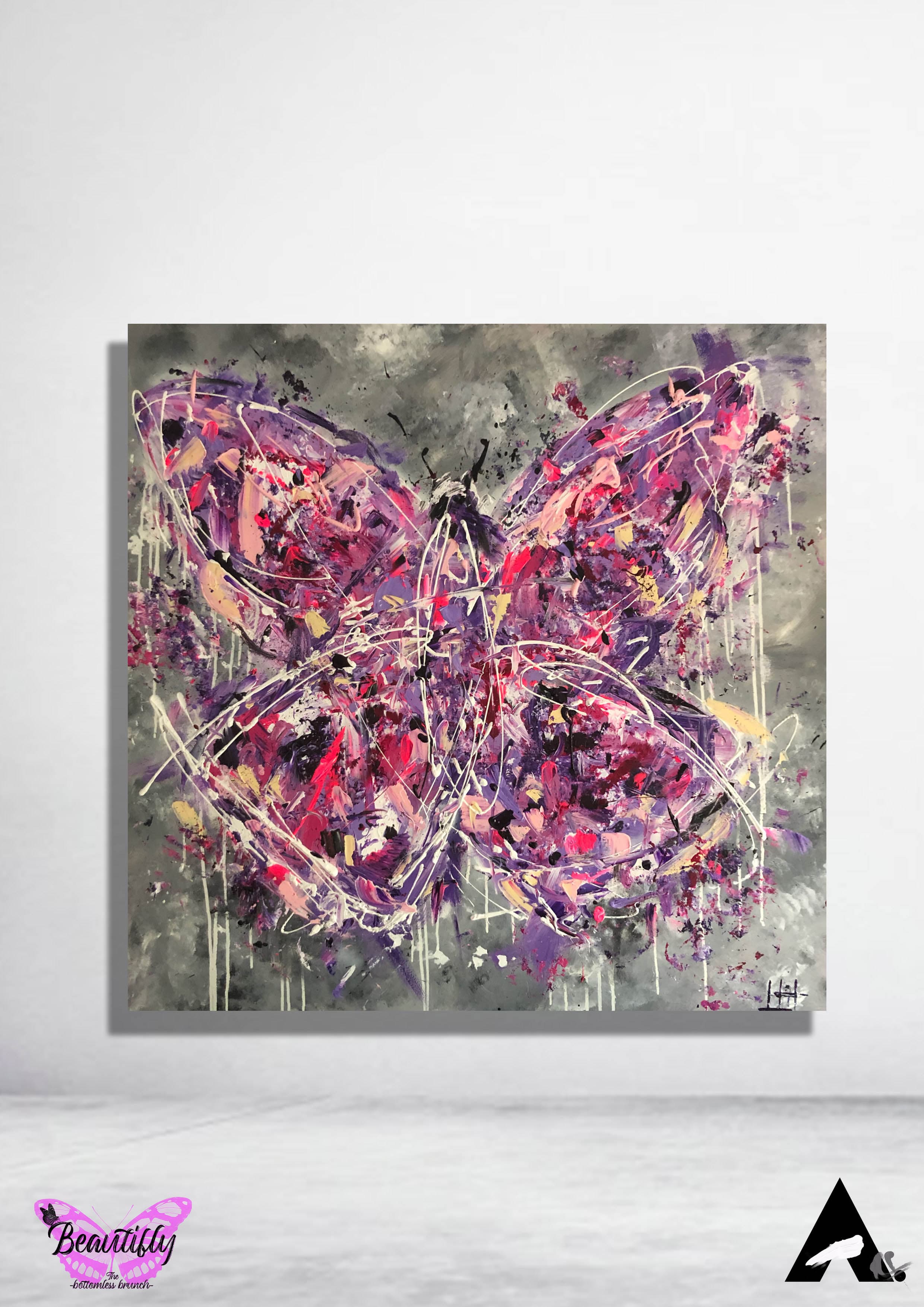 Purple Emperor - purple butterfly acrylic painting thumbnail-0