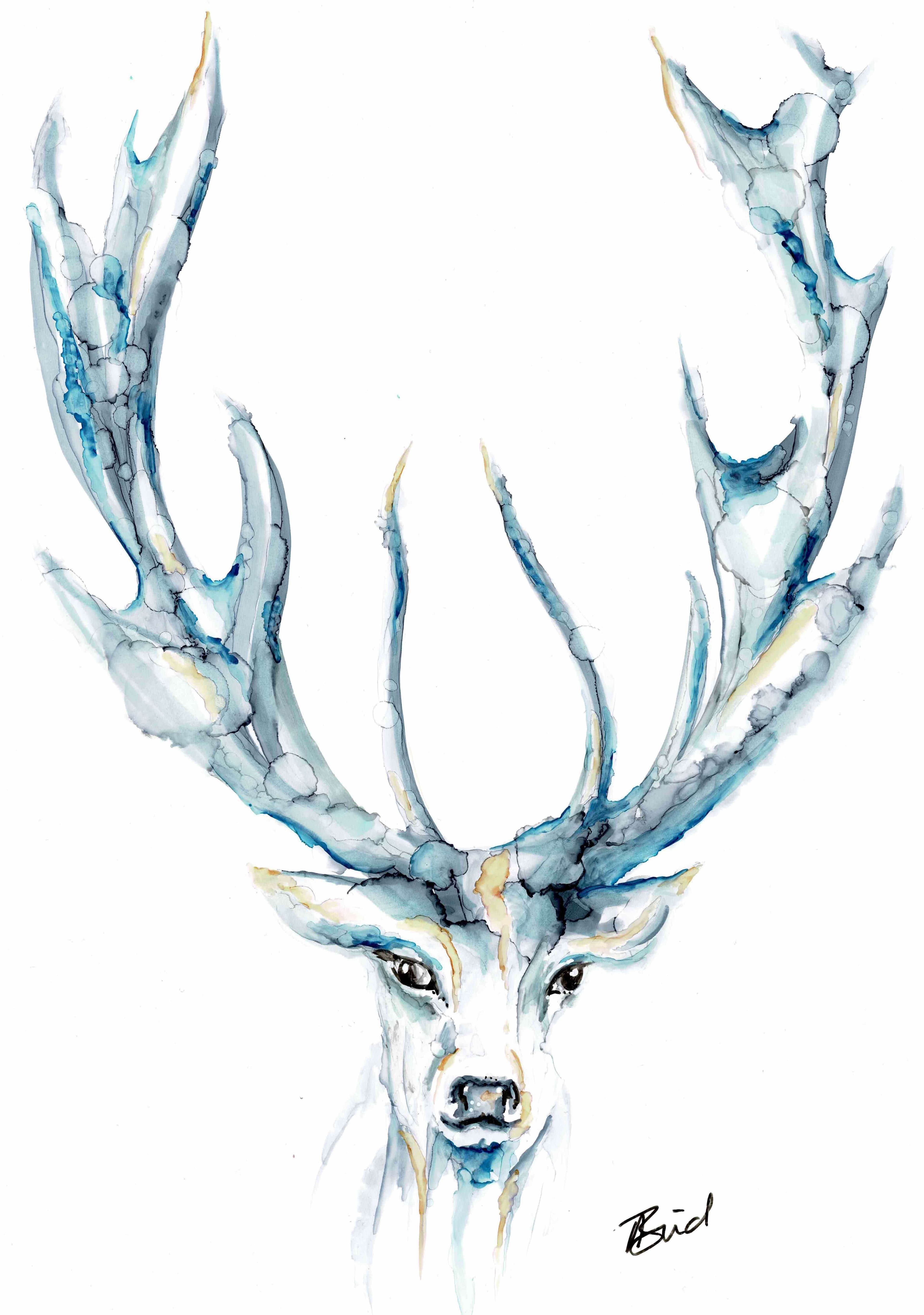 Blue Stag Ink Art thumbnail-1