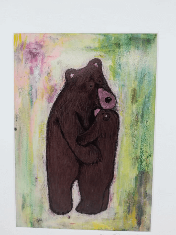 Hugging Bears Mixed Media Art thumbnail-1