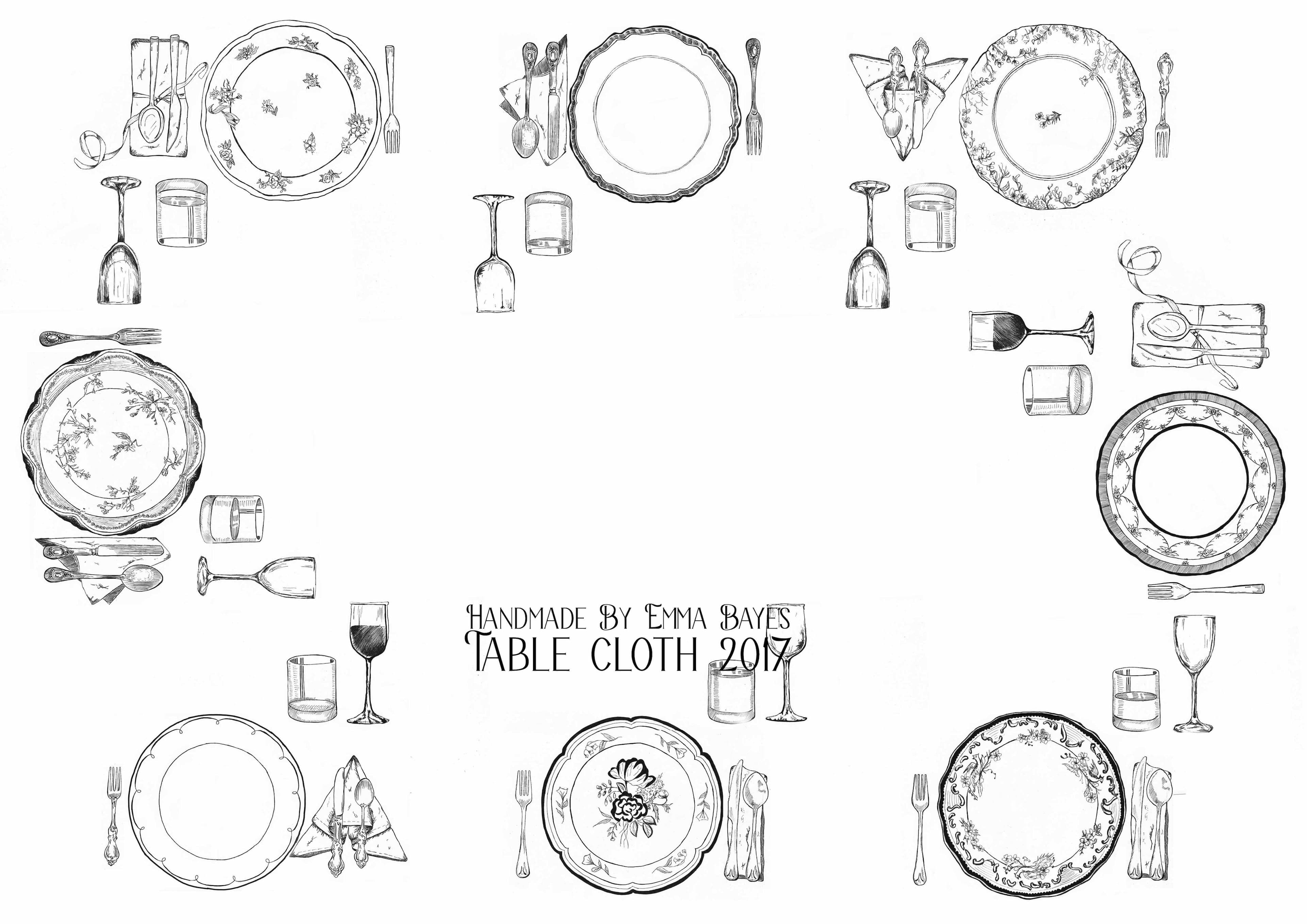 Black and White A3 Table Cloth Print Art thumbnail-1