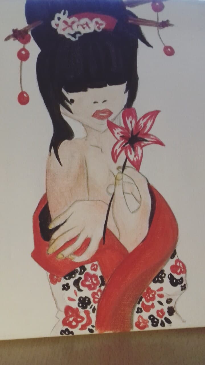 Geisha -Portrait Watercolour Painting