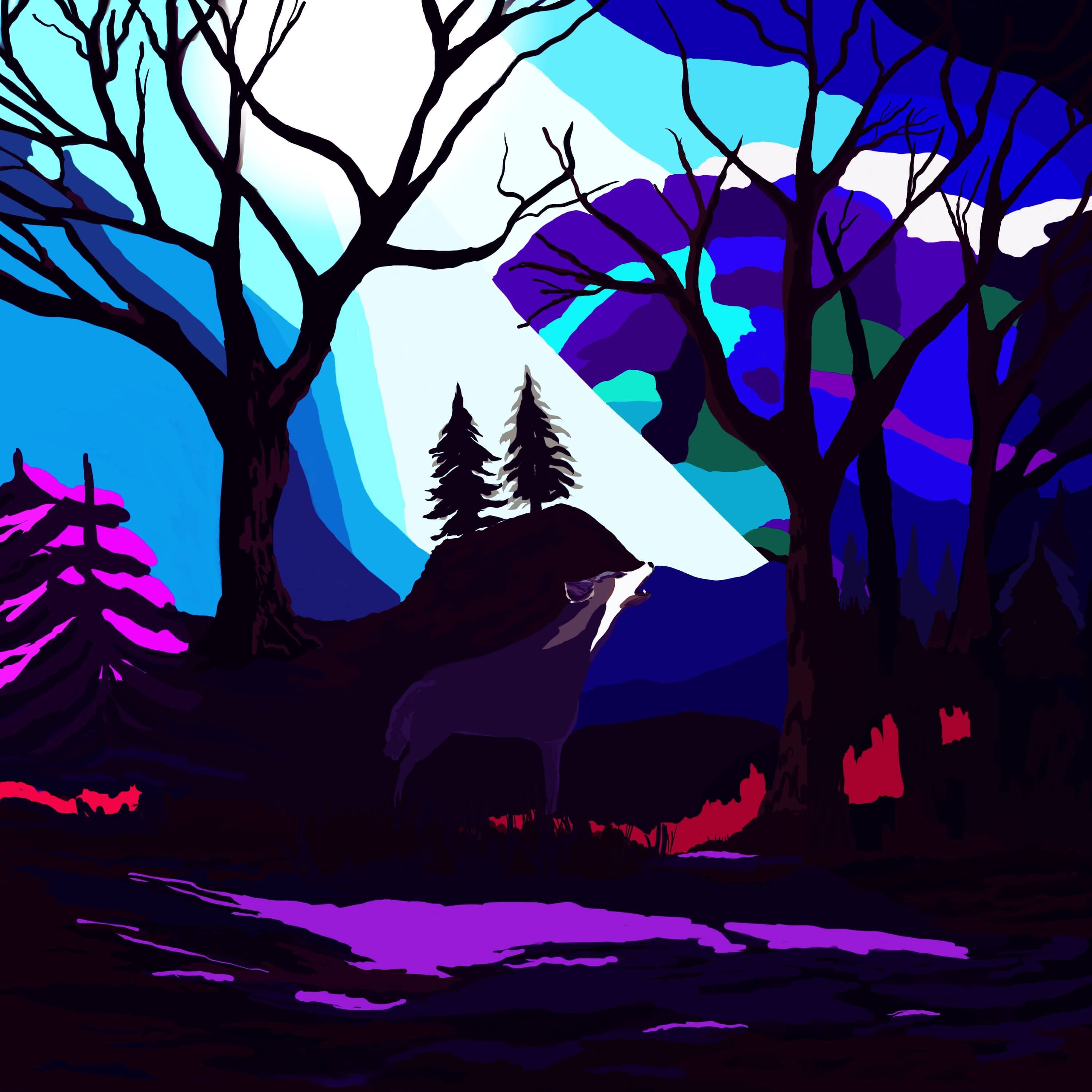 Forest Wolf Abstract Artwork thumbnail-0