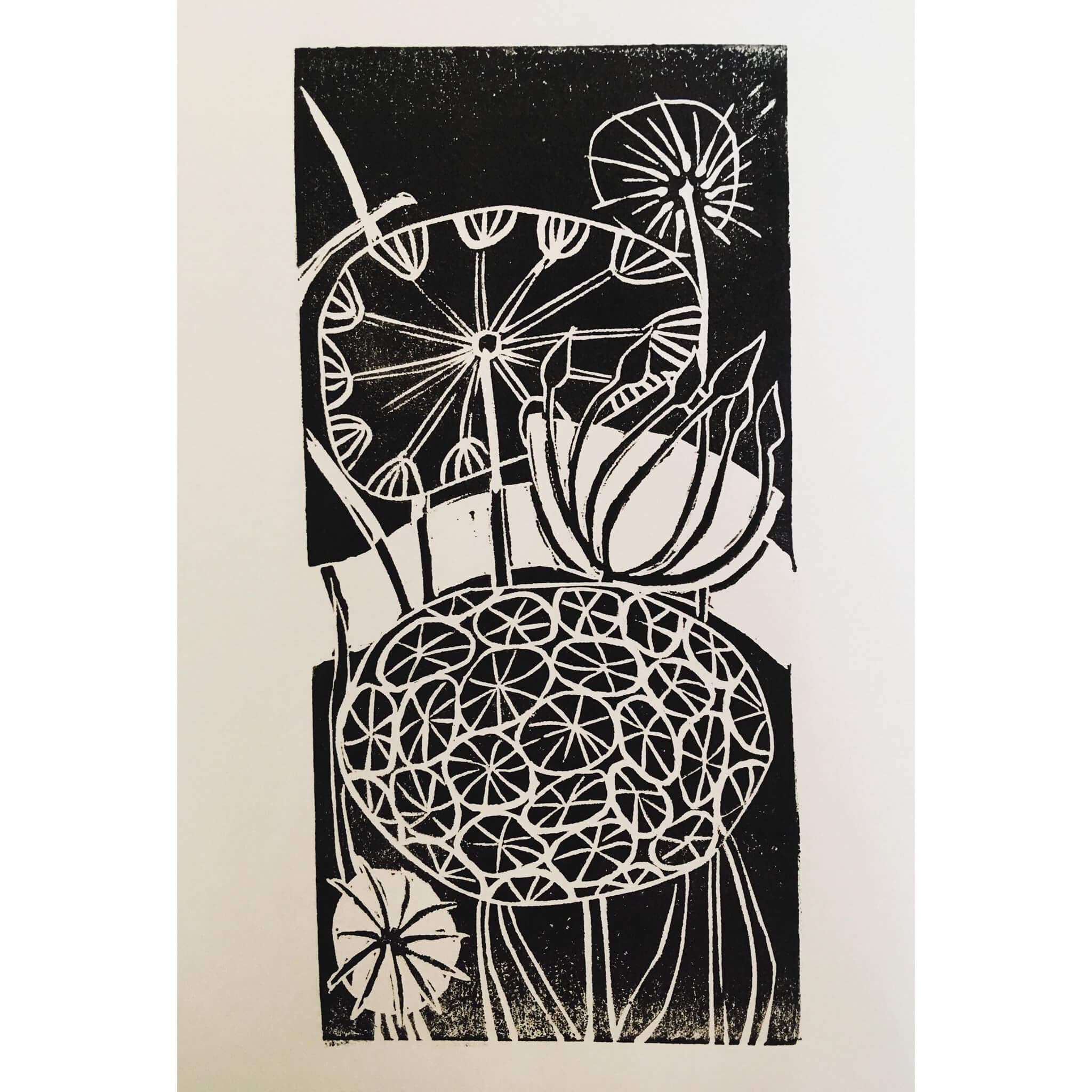 Hand Printed Seedheads Ink Art thumbnail-1