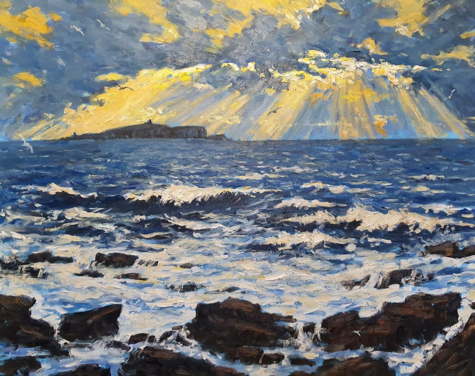 crepuscular rays over the may island thumbnail-0