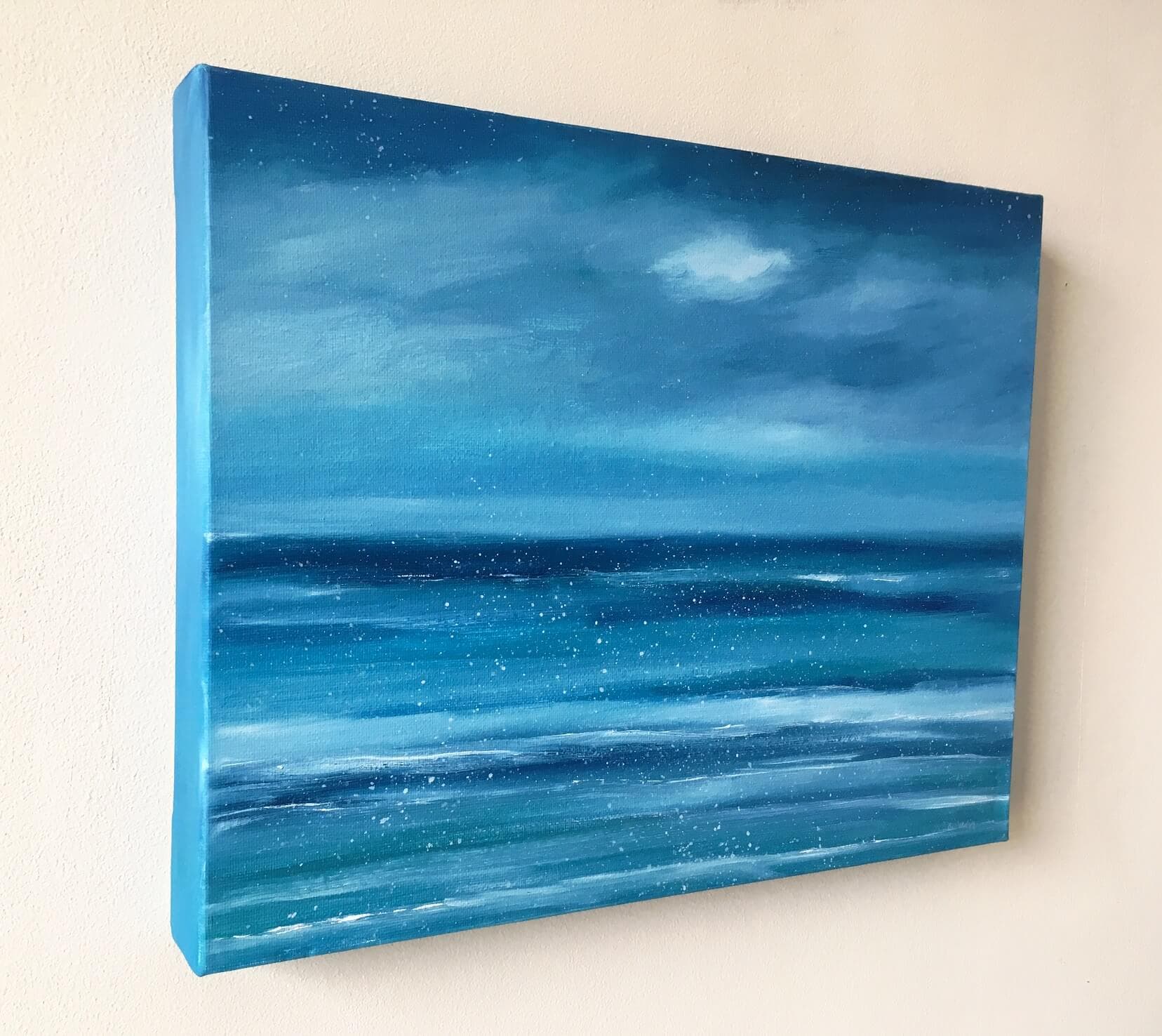 Aprils Ocean - Abstract Blue Ocean Oil Painting thumbnail-1