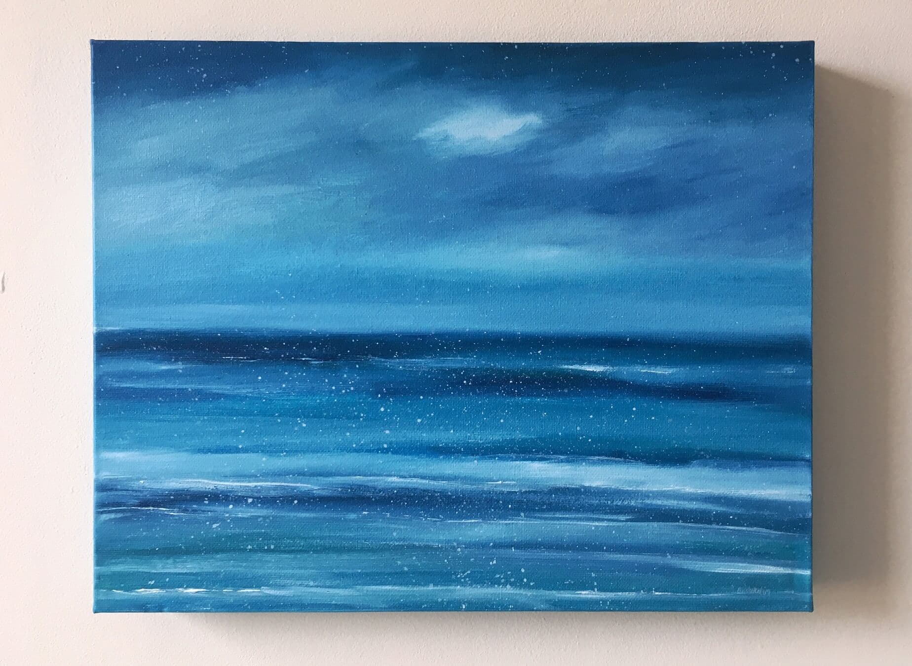 Aprils Ocean - Abstract Blue Ocean Oil Painting