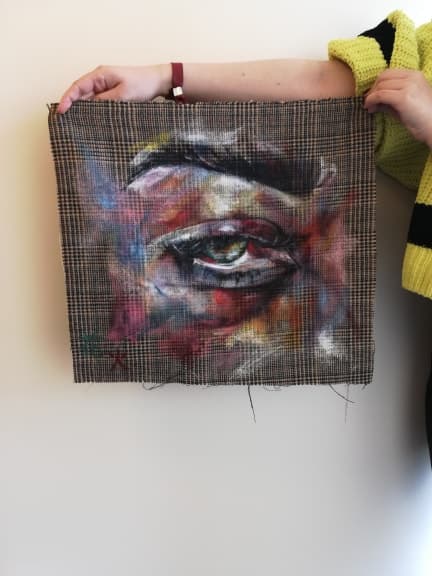 Bruised Eye on Cloth-Bruised eye acrylic painting thumbnail-2