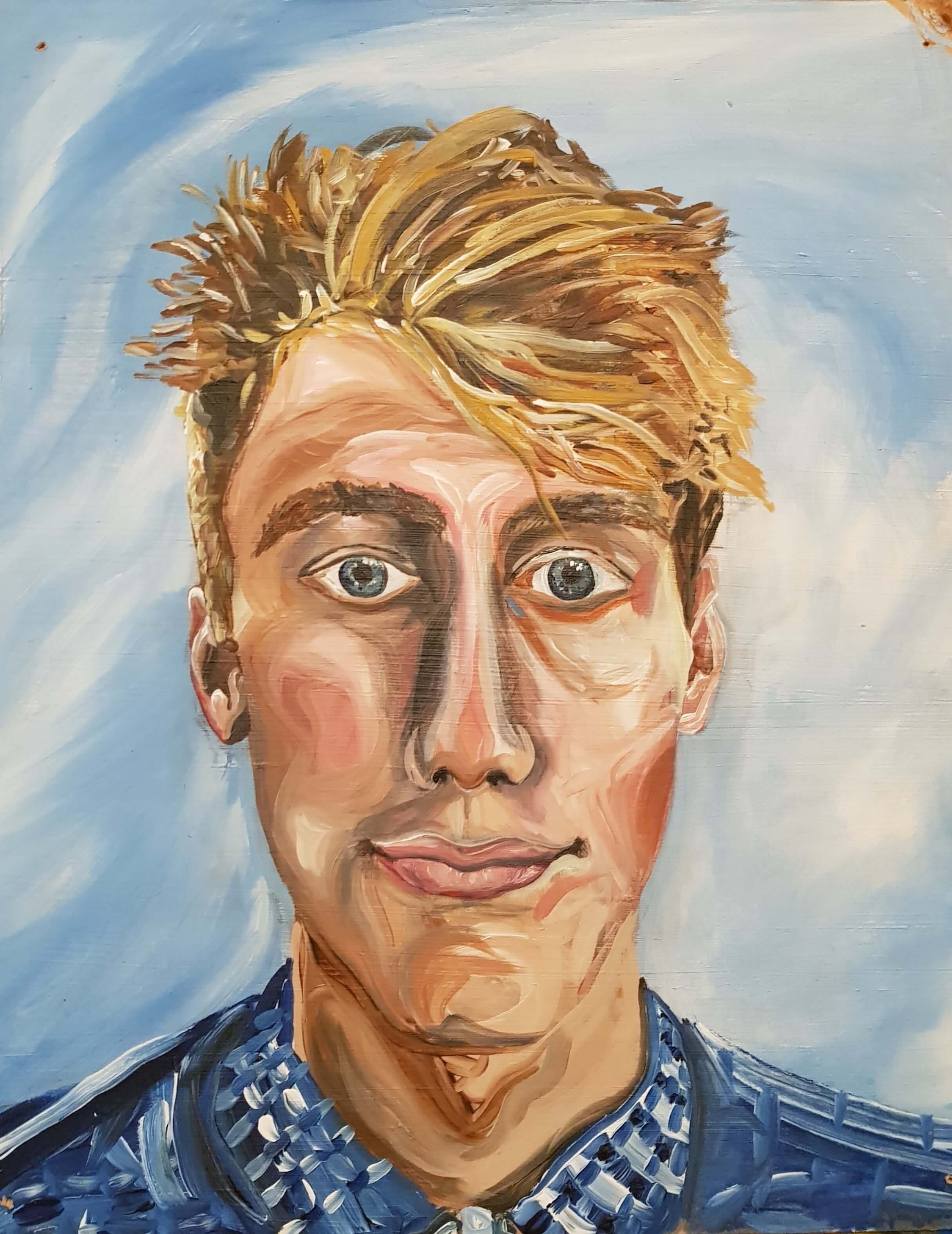 Alex in Baby Bleu - Acrylic Paint Portrait