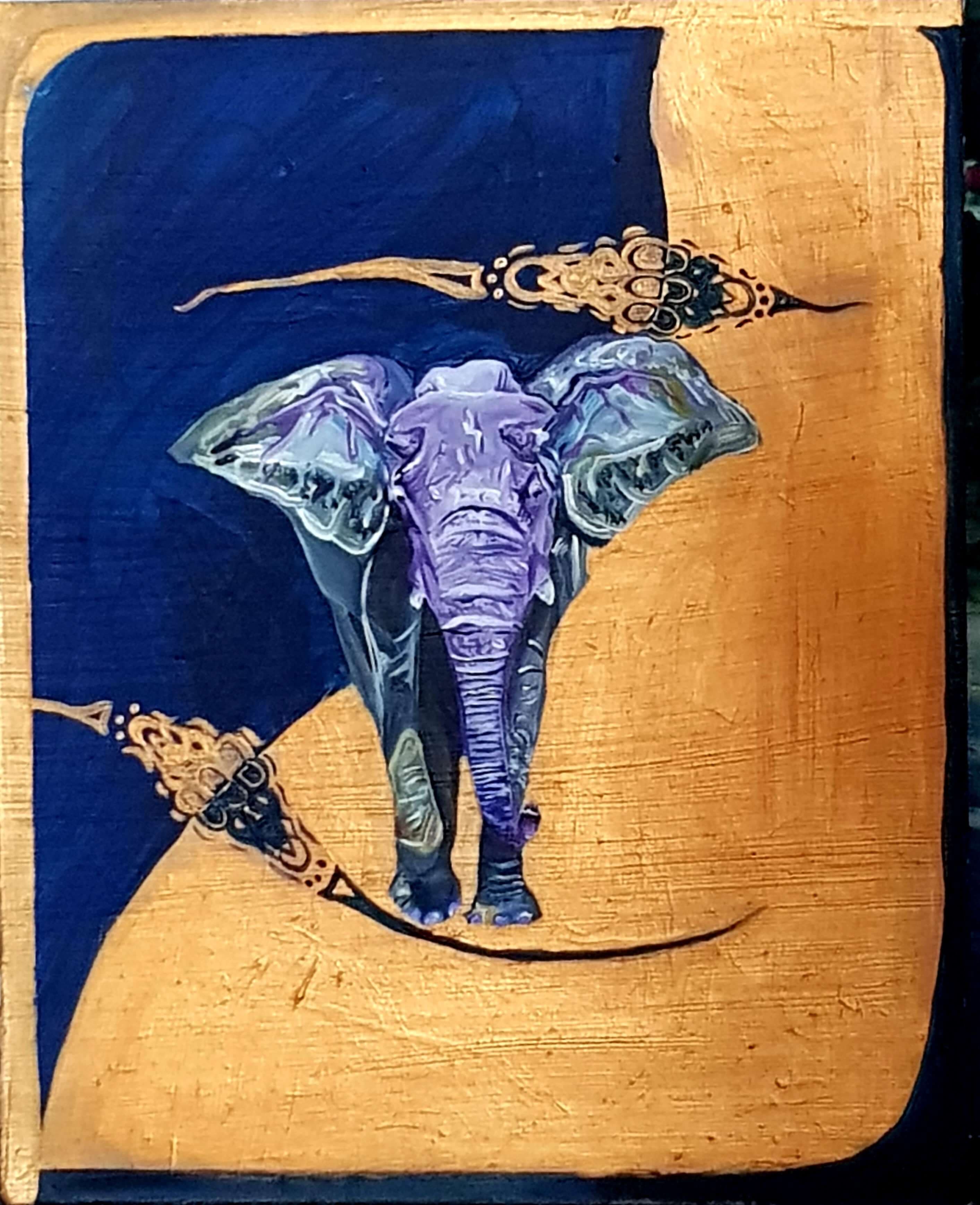 Purple Elephant Acrylic Painting thumbnail-0