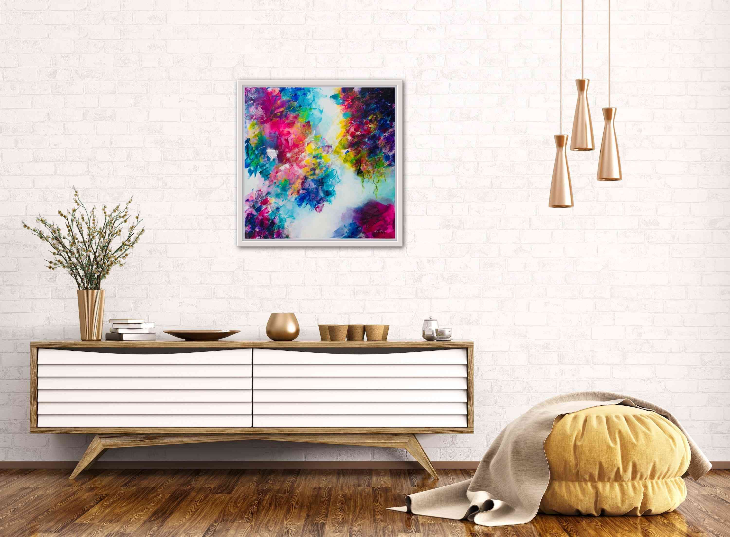 Floral Delight - Vibrant Acrylic Canvas Painting thumbnail-1