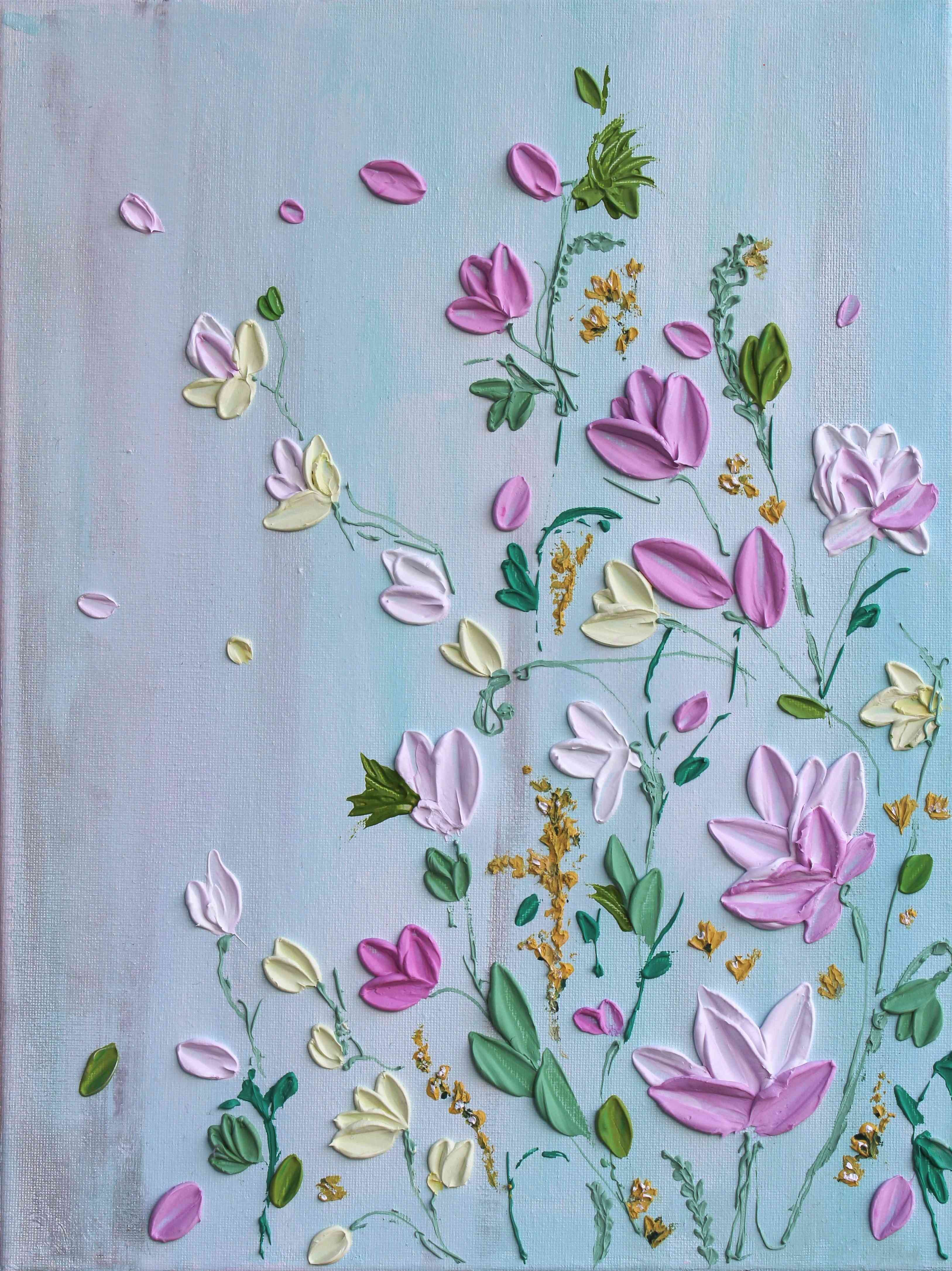 Turquoise - Mixed Media Floral Art