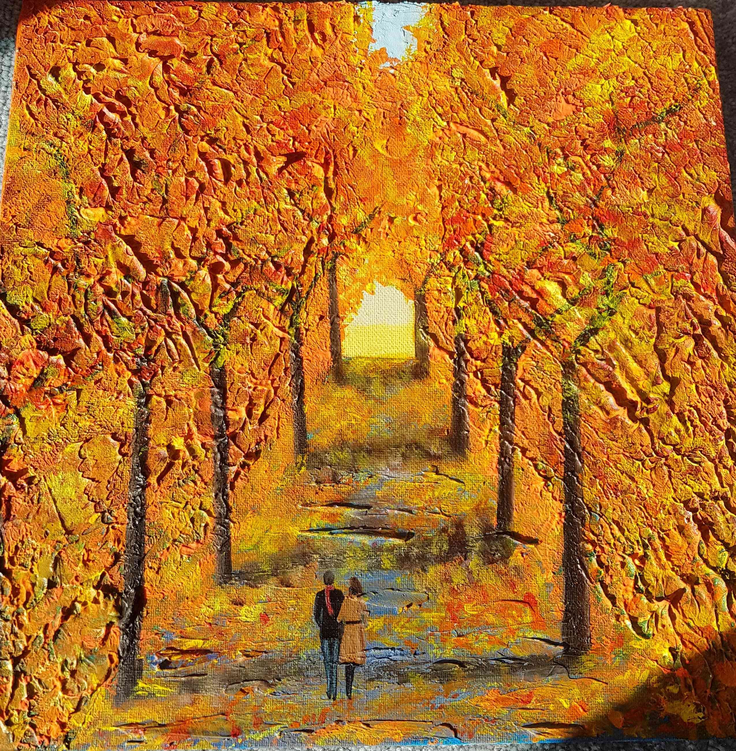 Autumn walk - Autumn Acrylic Art