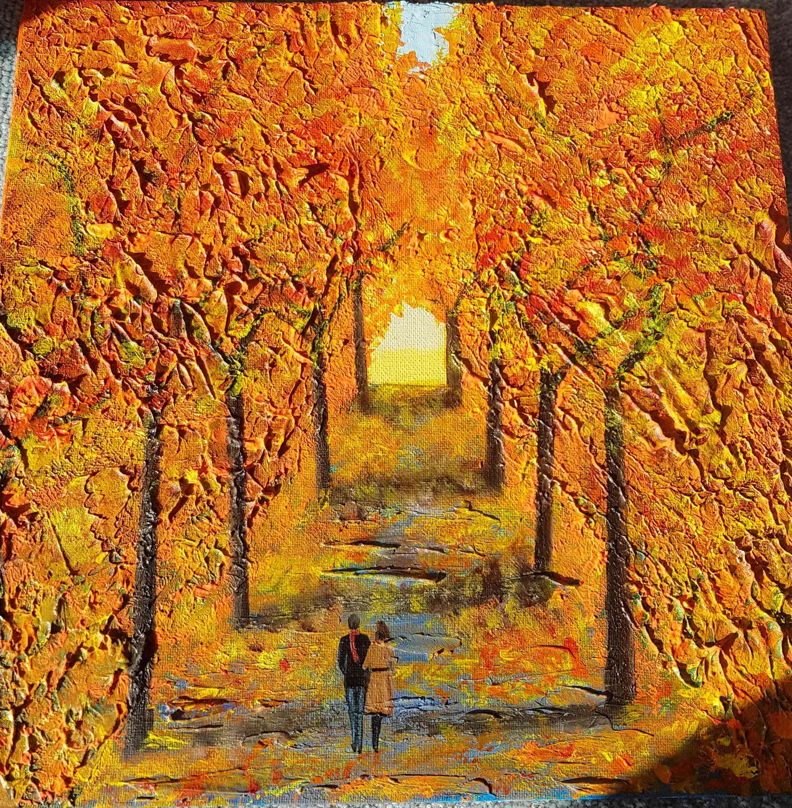 Autumn walk - Autumn Acrylic Art thumbnail-0