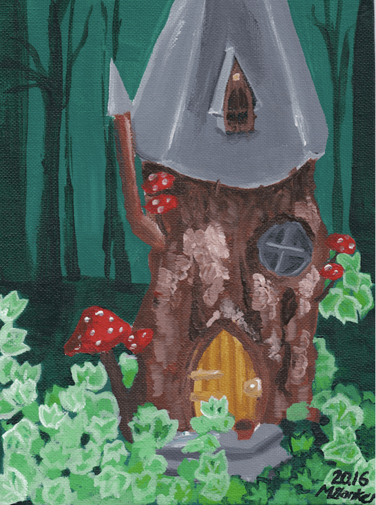 Fairy House - An Acrylic Painting of a Fairy House thumbnail-0