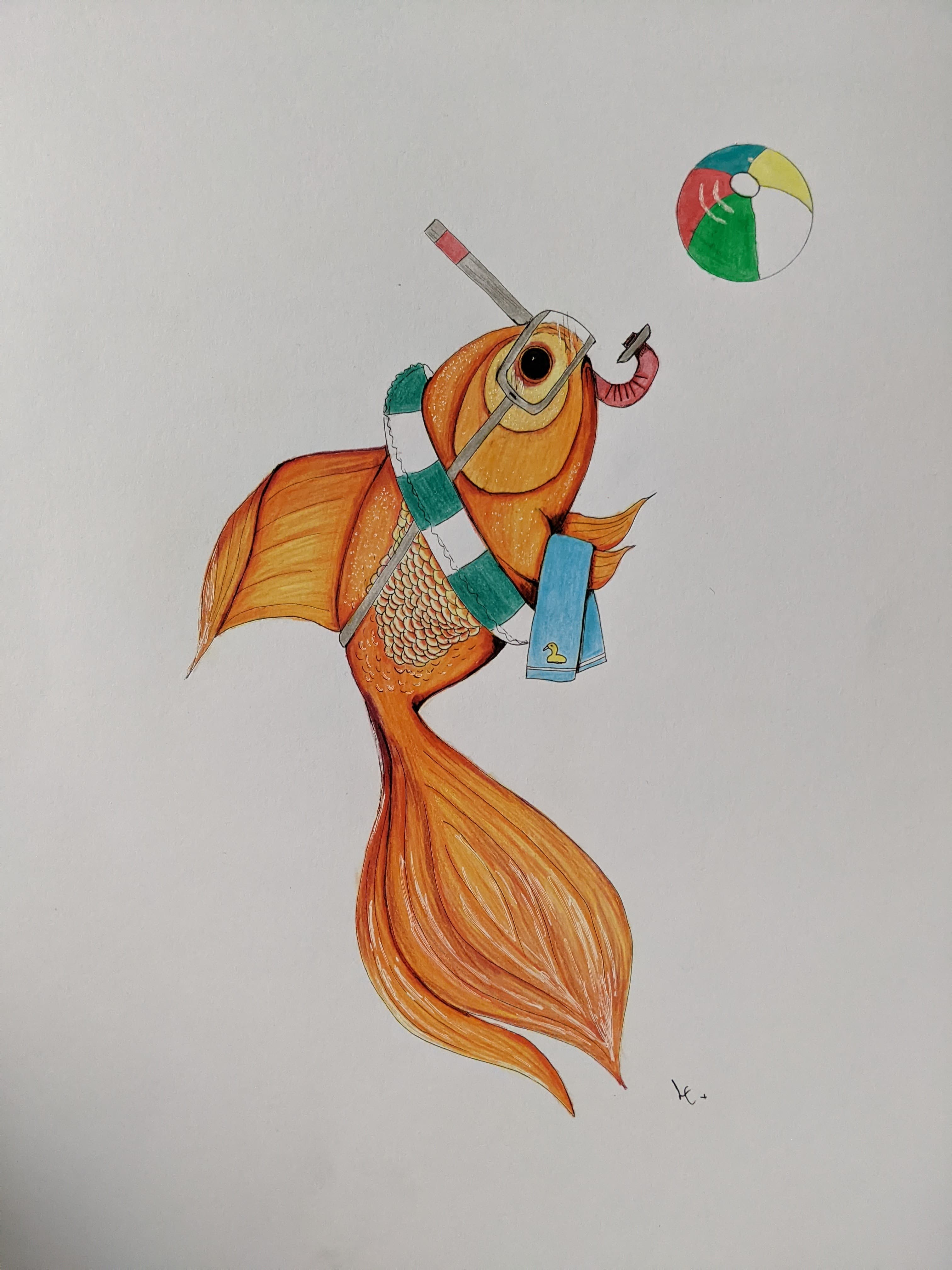 Beach Ready-Gold Fish Pencil Artwork thumbnail-0