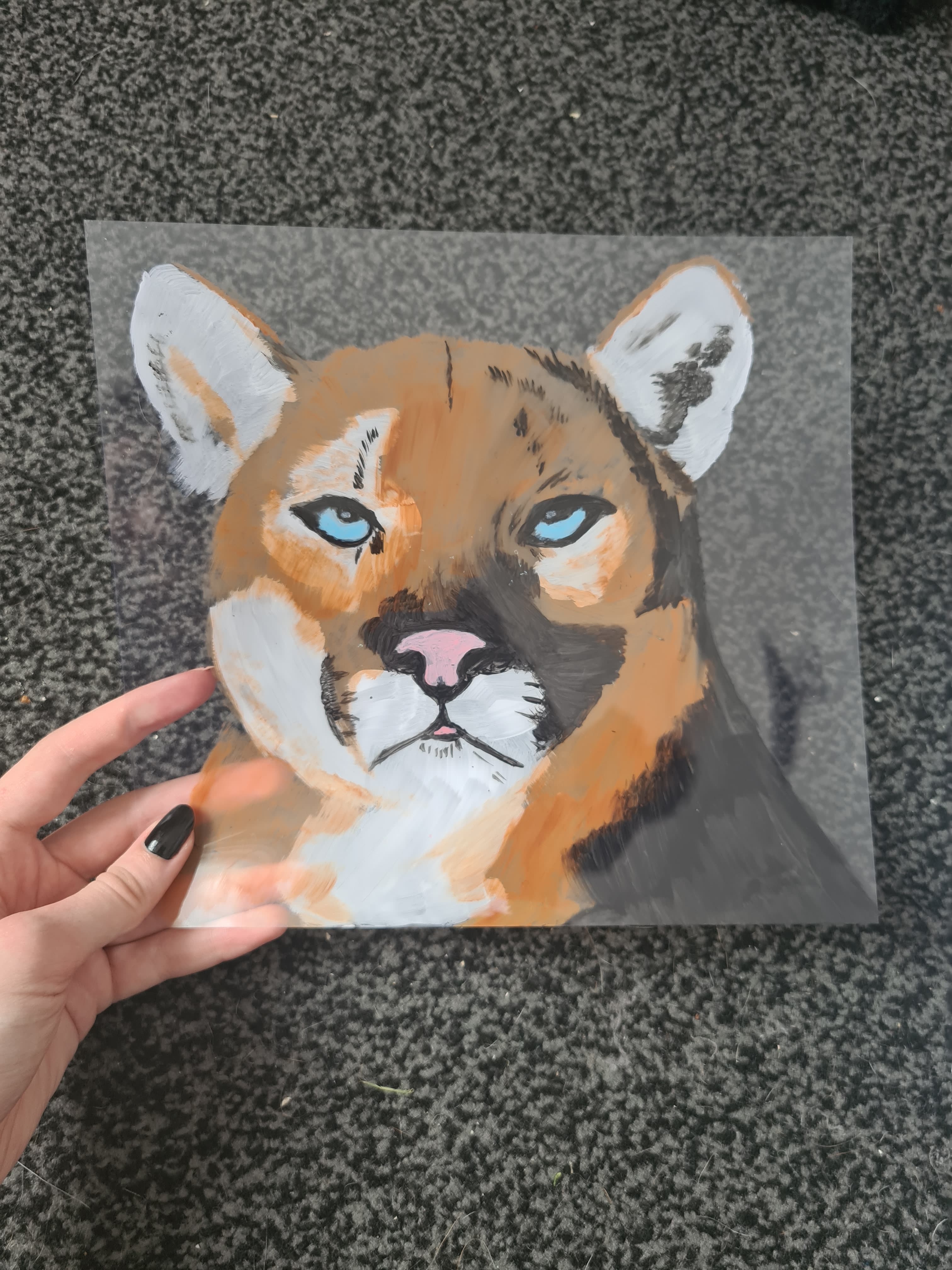 Wild Cougar-Acrylic Wild Cougar painting thumbnail-1