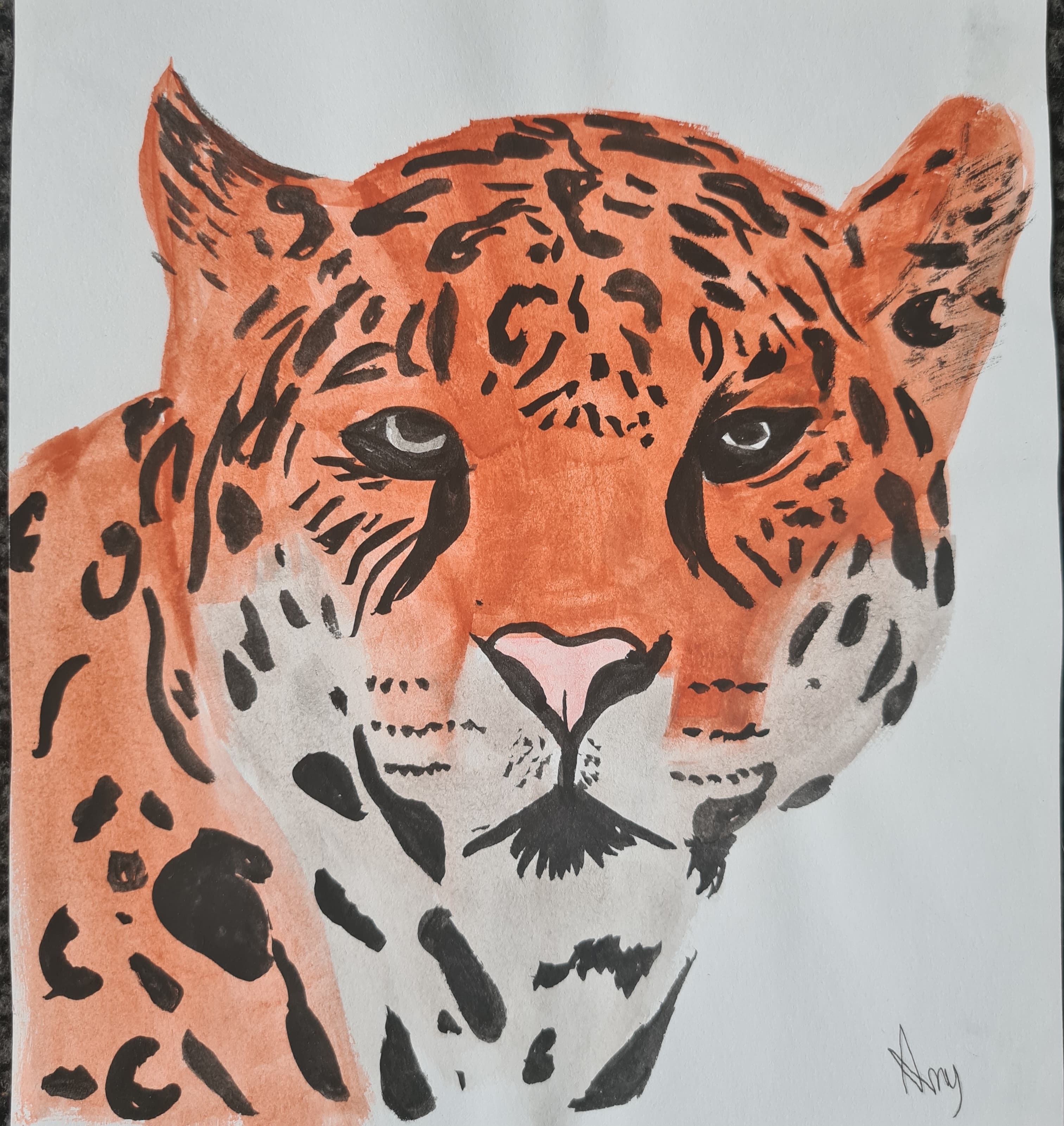 Orange leopard- Watercolour leopard artwork