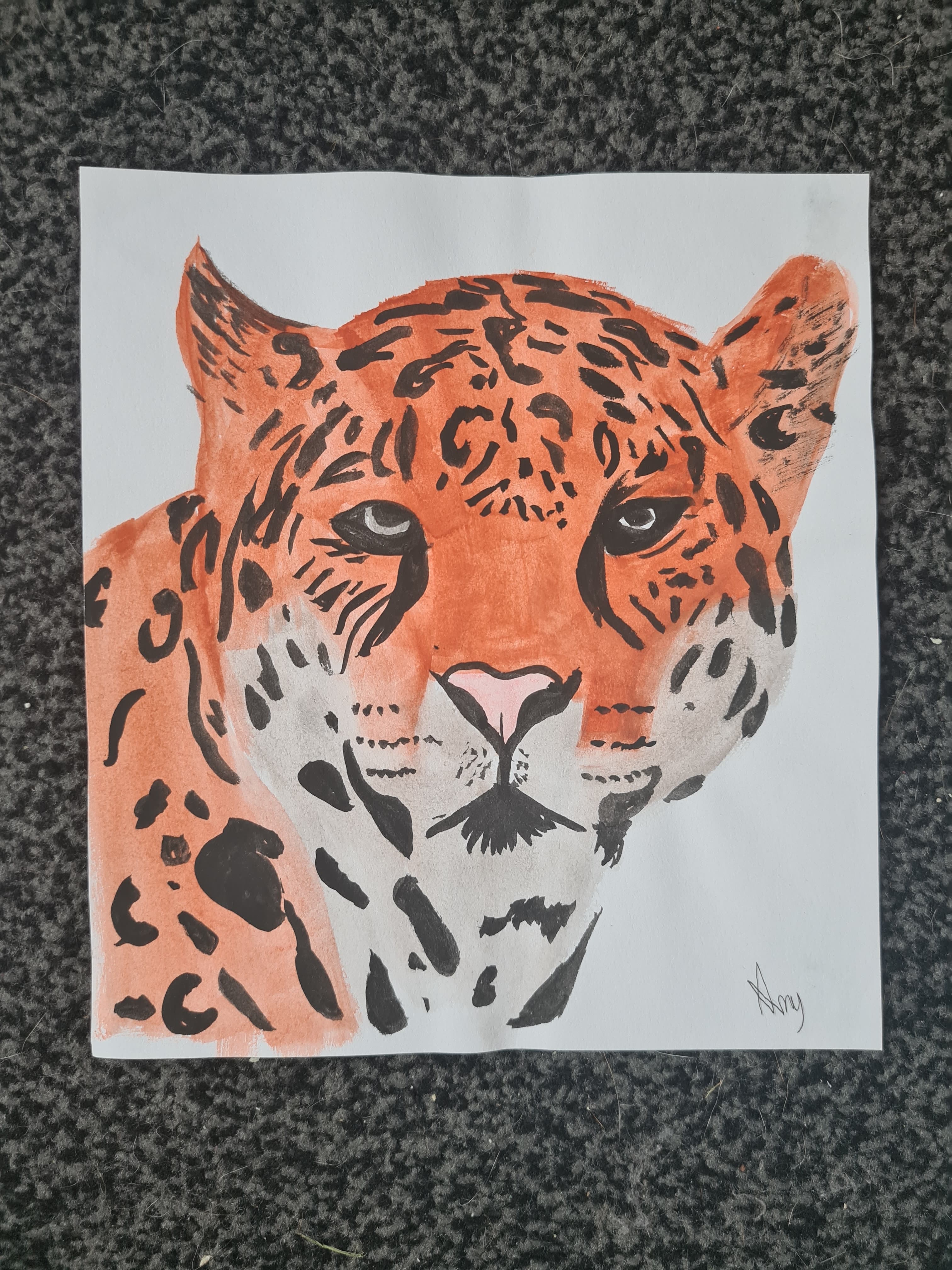 Orange leopard- Watercolour leopard artwork thumbnail-1