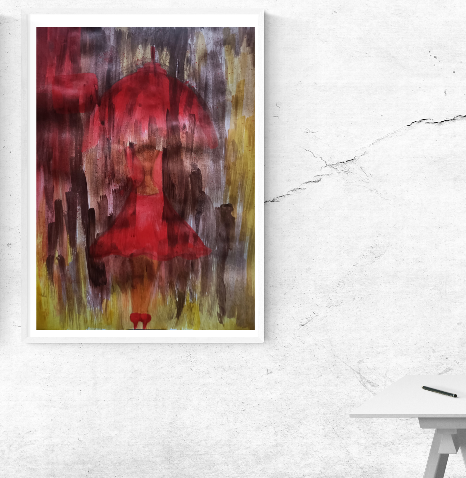 Girl in Red Painting - Morden art - contemporary - acrylic painting - Perfect for gifts and collectibles thumbnail-0