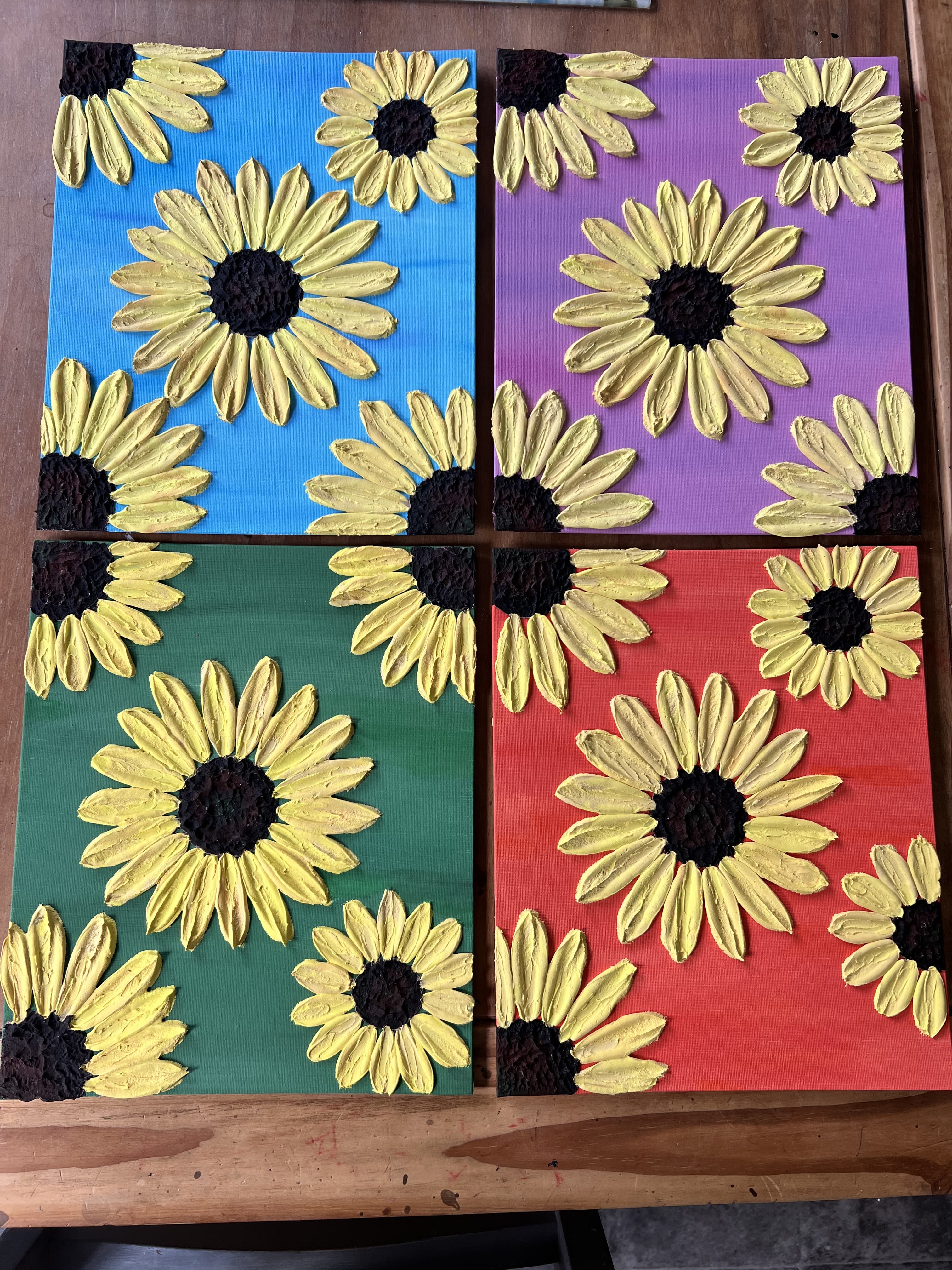 Vibrant Sunflowers - Textured Sunflower Acrylic Painting thumbnail-0