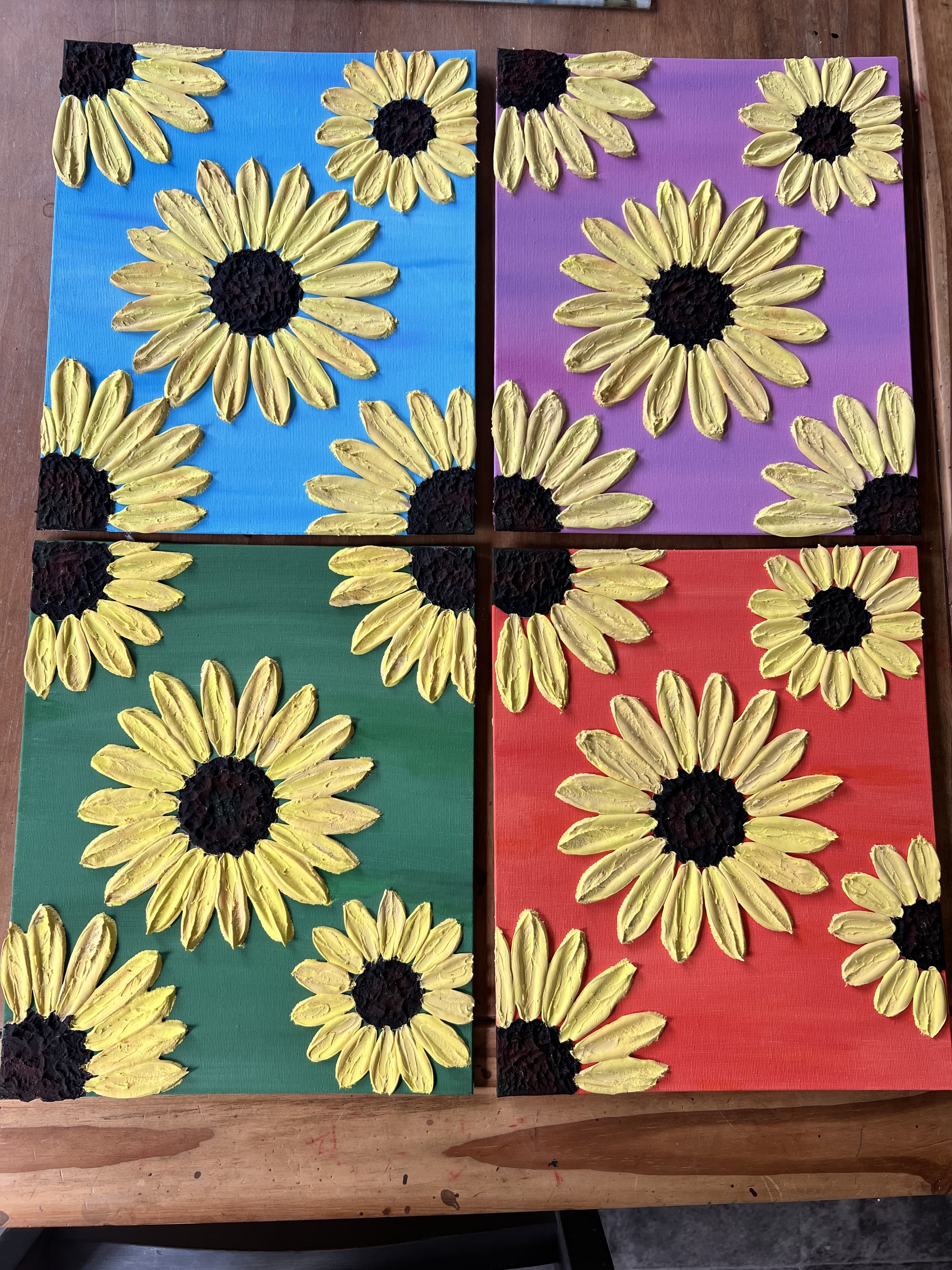 Vibrant Sunflowers - Textured Sunflower Acrylic Painting