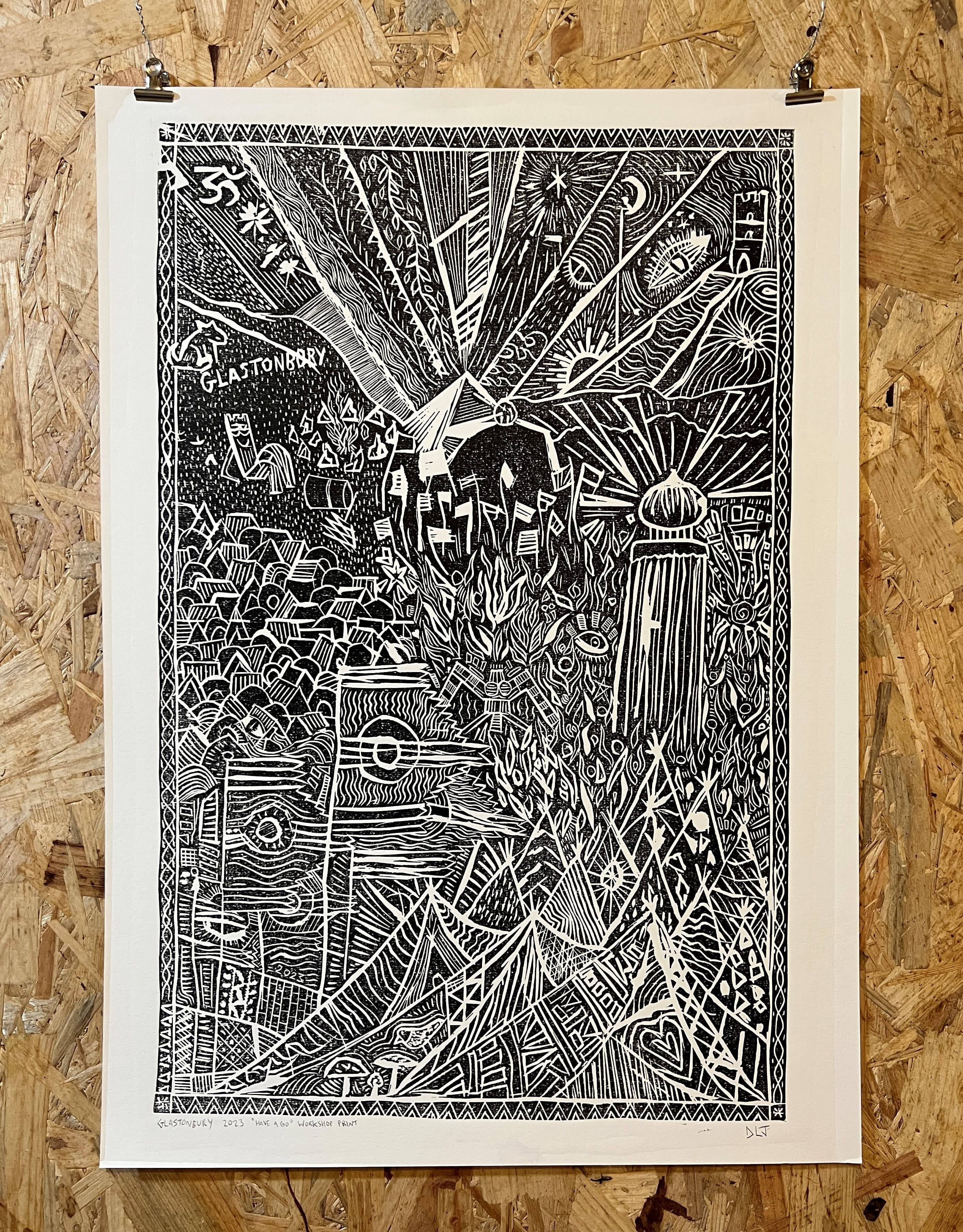 Glastonbury Group Festival Lino Print  - 2023 thumbnail-0