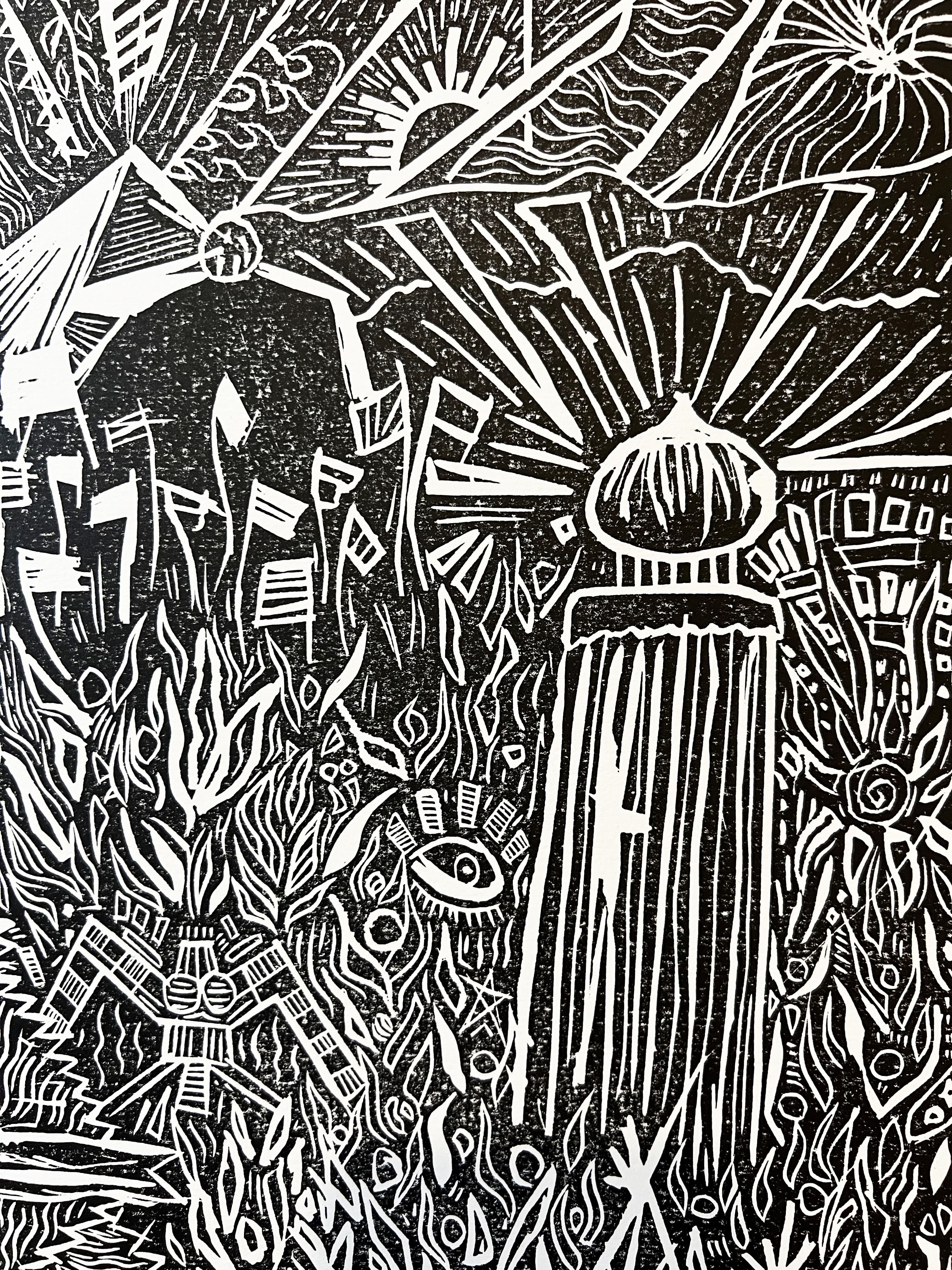 Glastonbury Group Festival Lino Print  - 2023 thumbnail-2