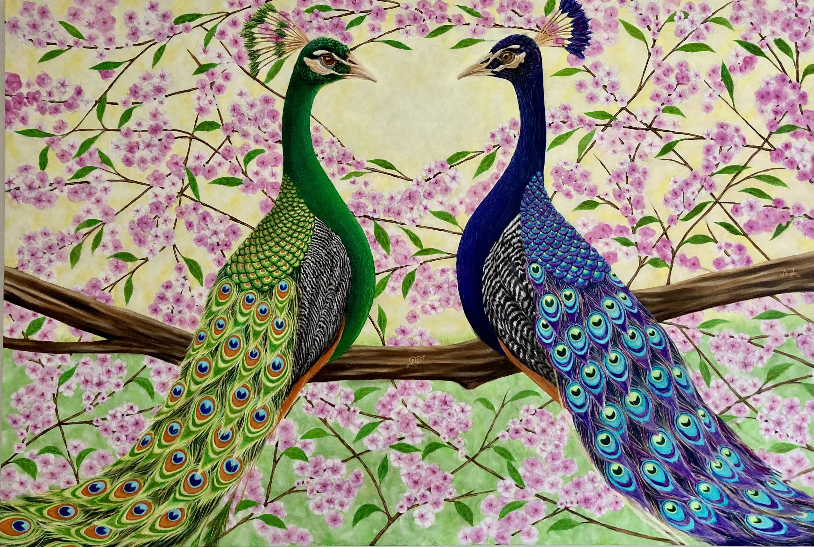 Peacocks Oil Painting