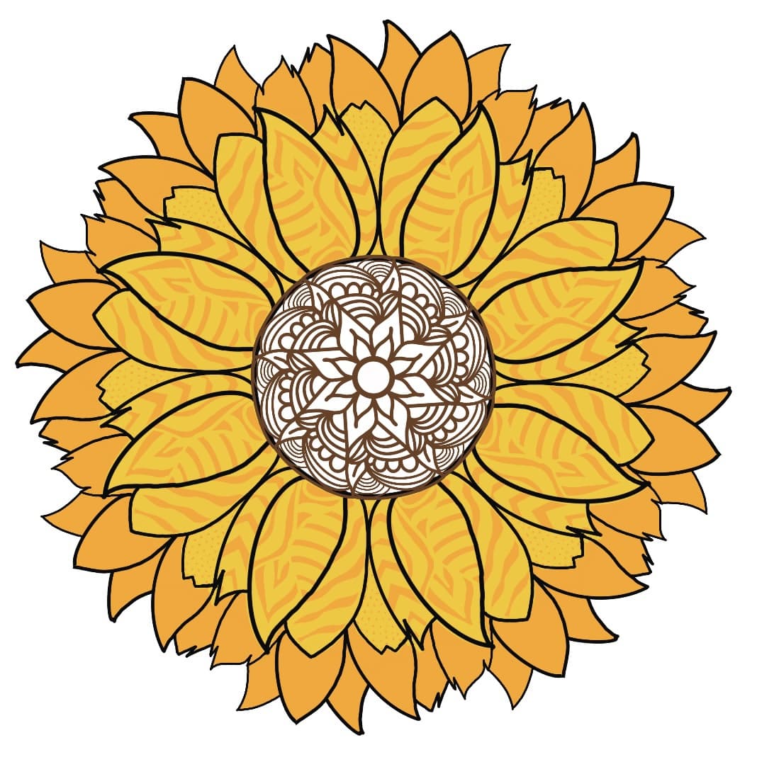 Mandala flower-Sunflower Mandala Mixed Media Art thumbnail-0