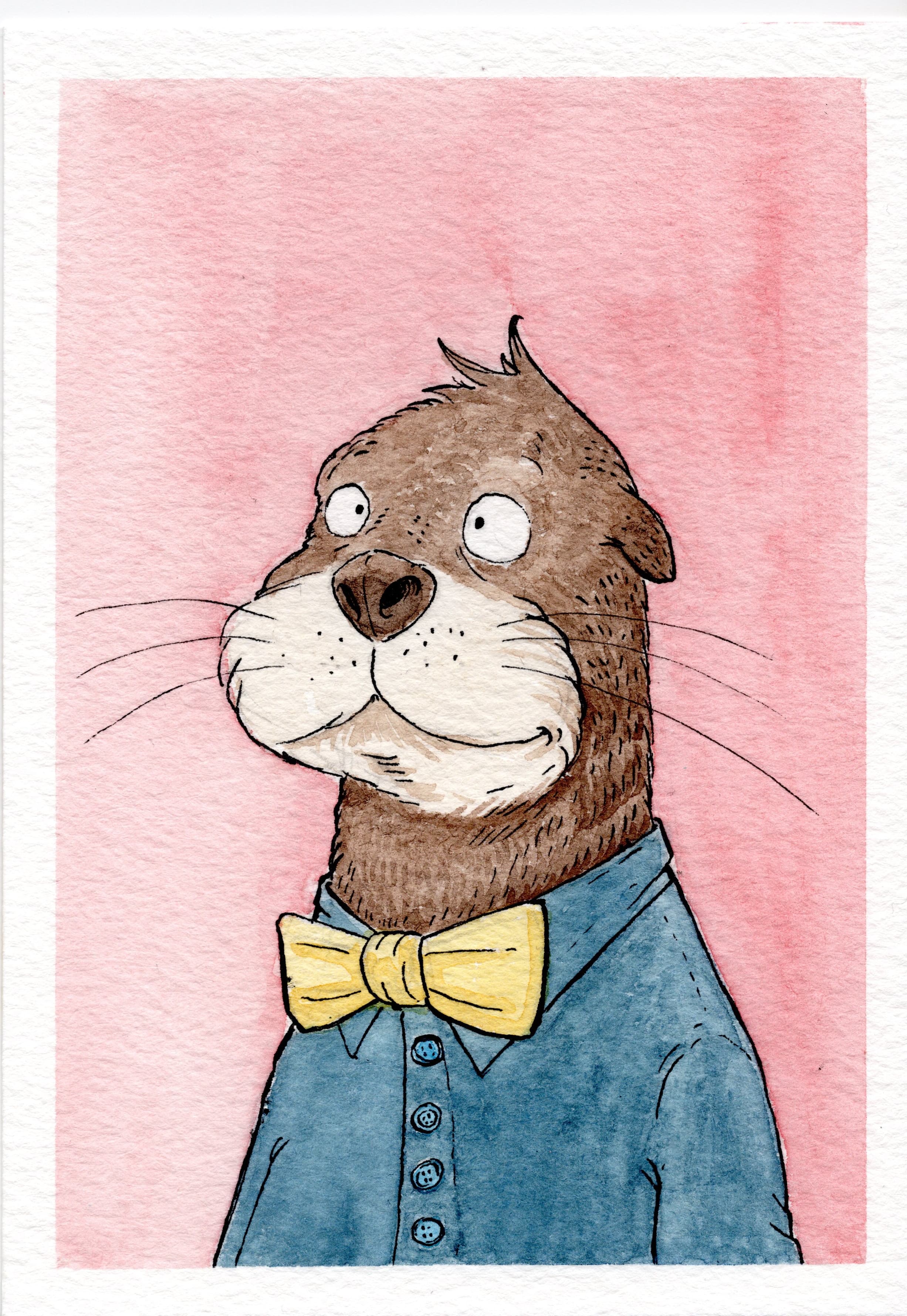 Hand Drawn Bow Tie Otter