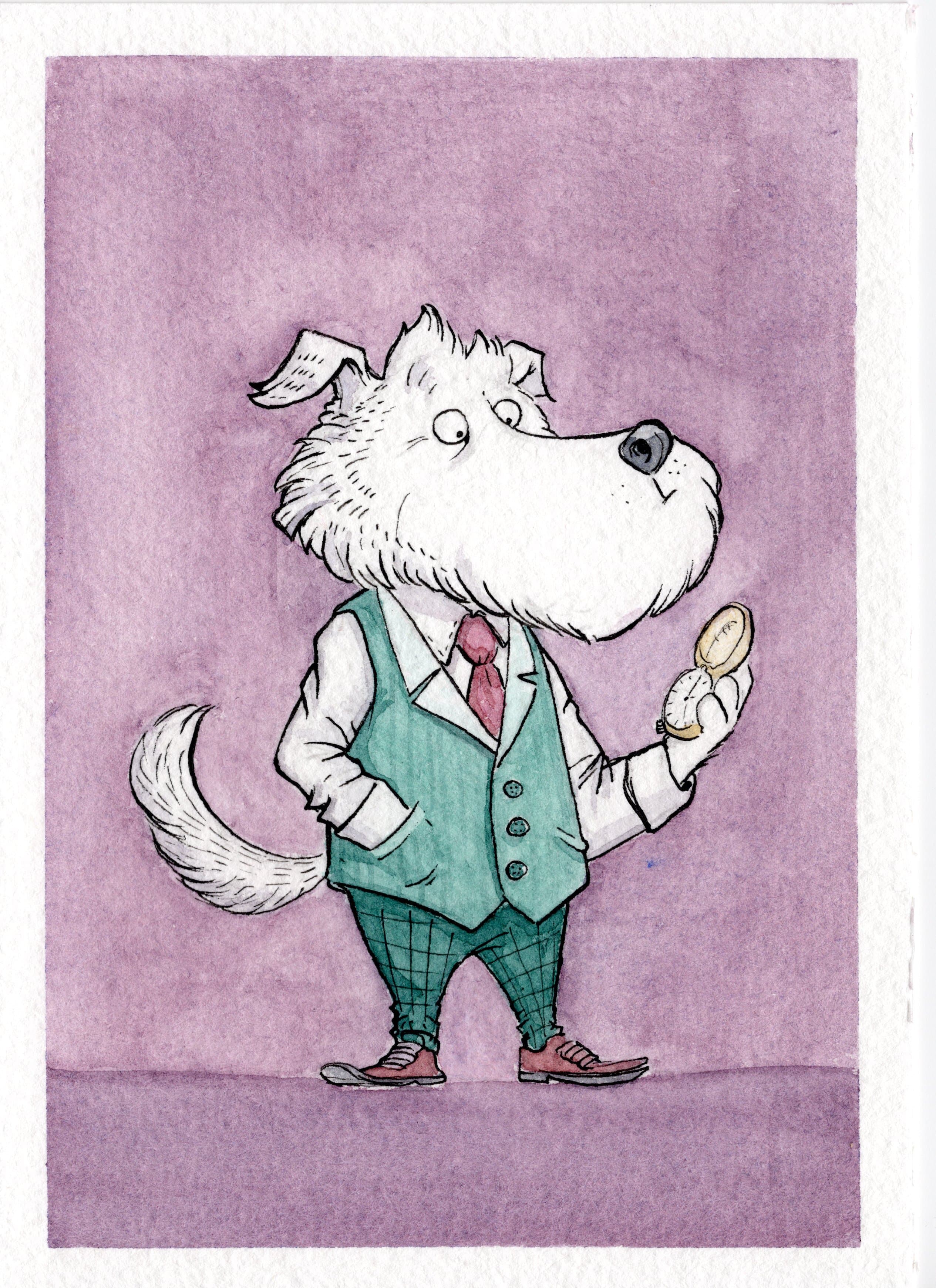 Time for Dinner - Westie Watercolour Art thumbnail-0