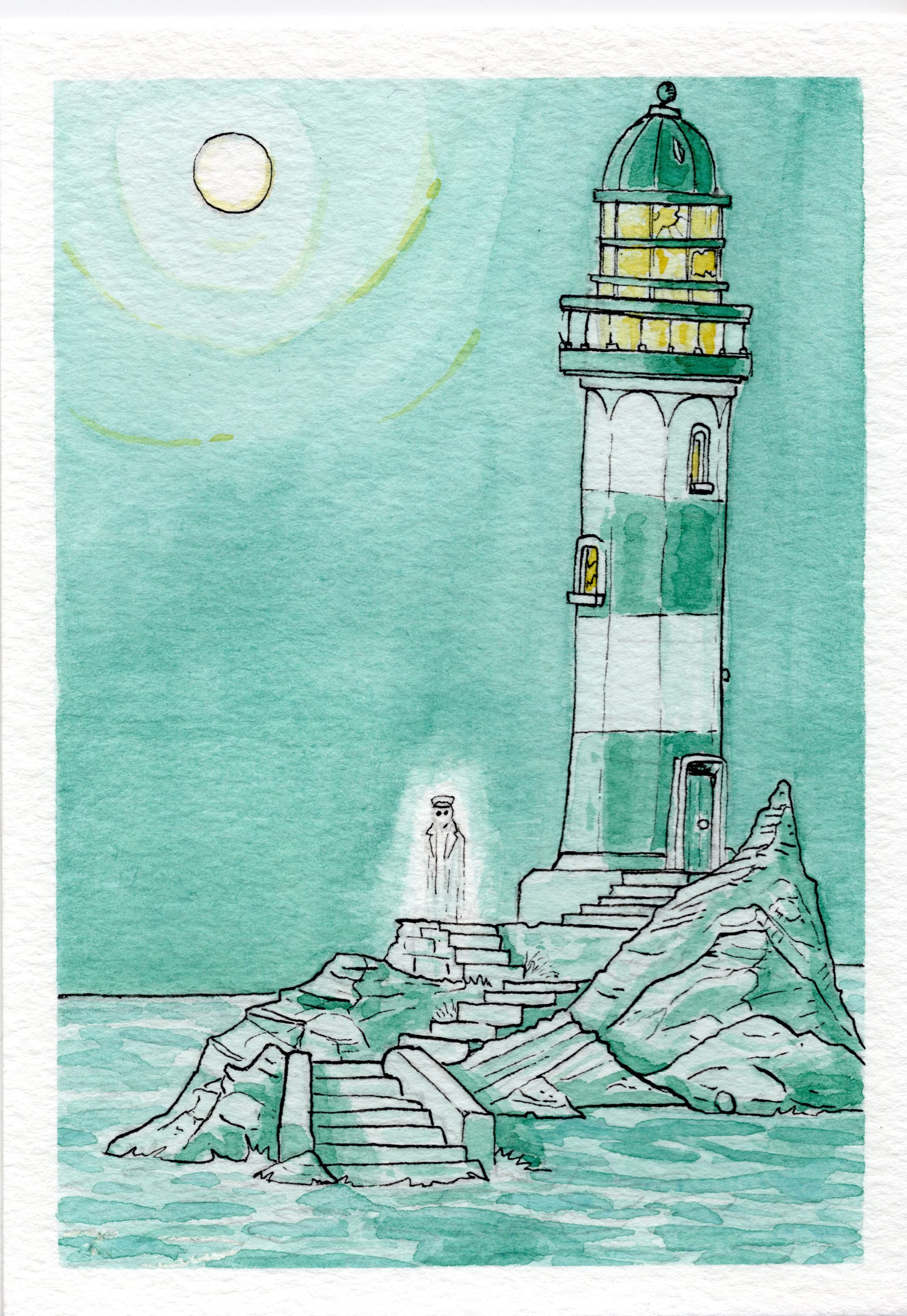 Spooky Lighthouse - Spooky Watercolour Artwork thumbnail-0