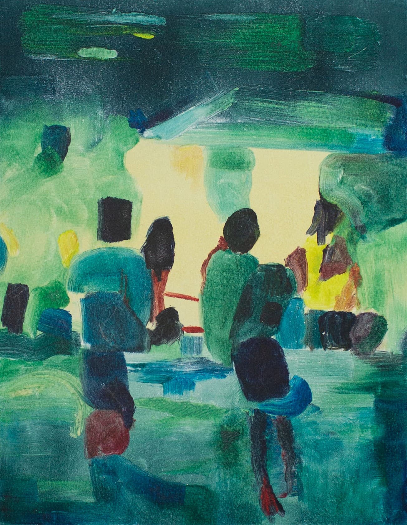 Dive-in Movie Night Monoprint Art - 2